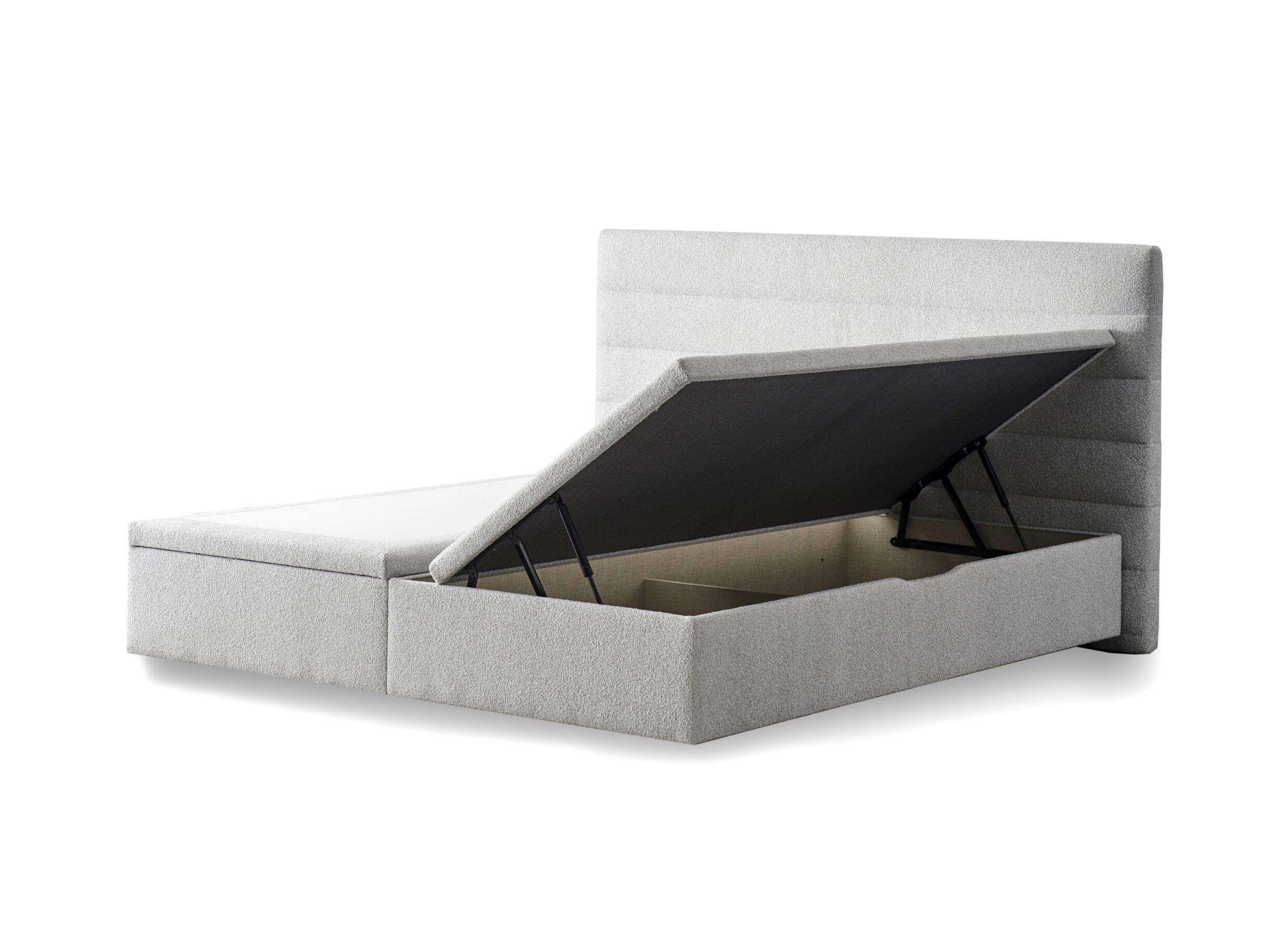 Overzichtsfoto - Bedbox Butterfly 160x200cm - stof - lichtgrijs met opbergruimte