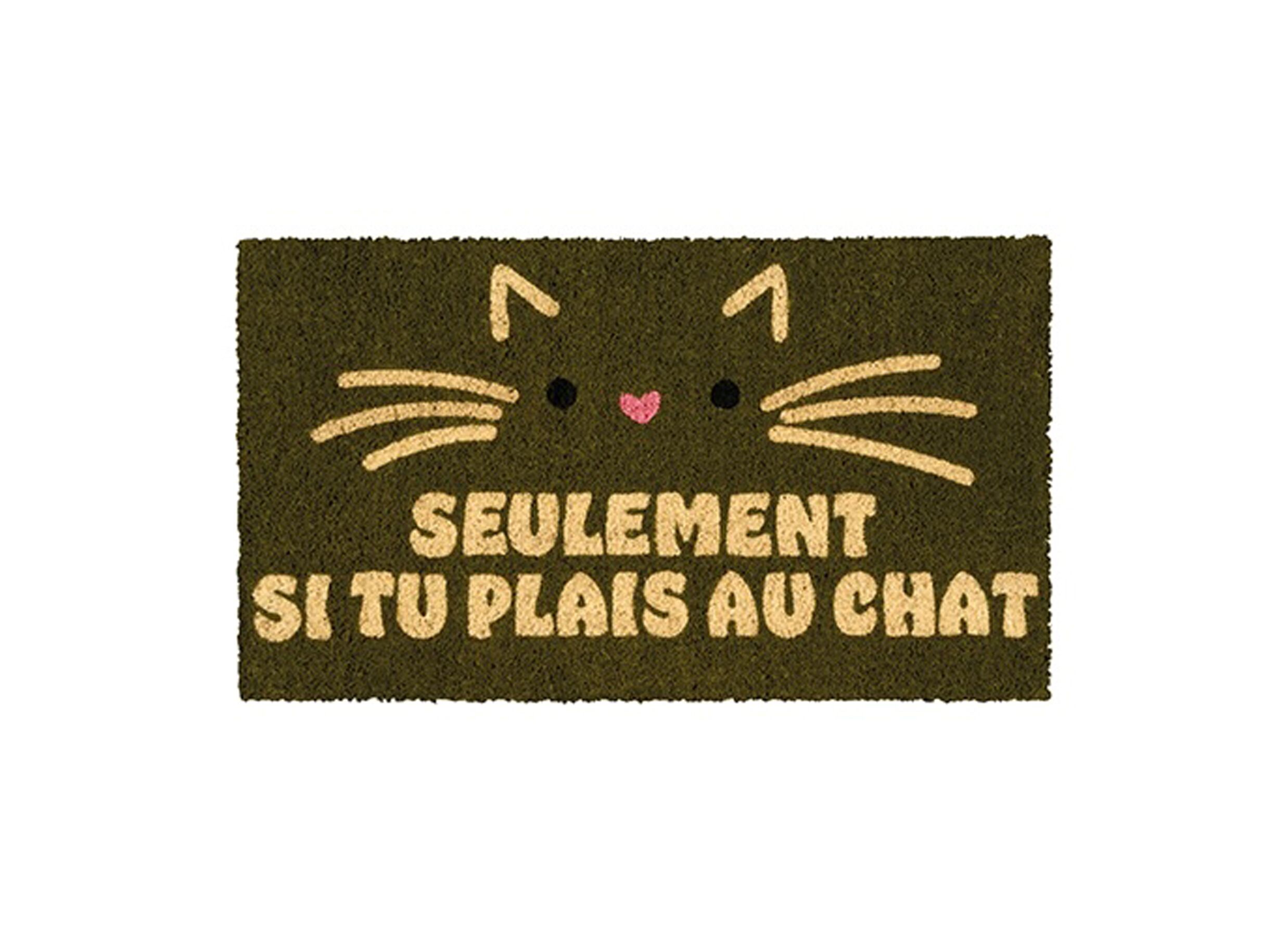 Hoofdfoto - Deurmat Si tu plais au chat 70x40cm - kokos & PVC - multicolor