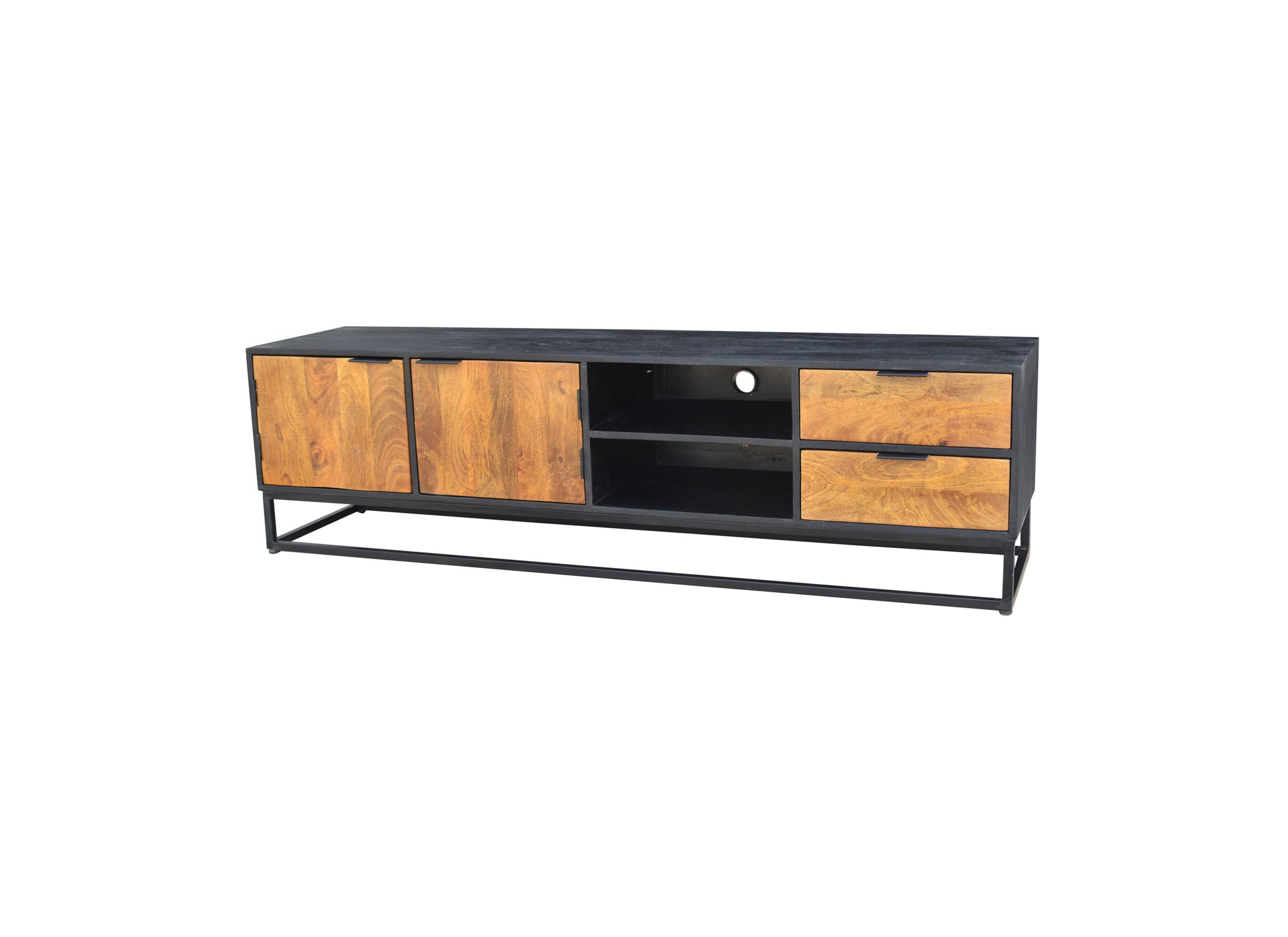 Plus Important - Meuble TV Pando 180cm - manguier massif - naturel & noir
