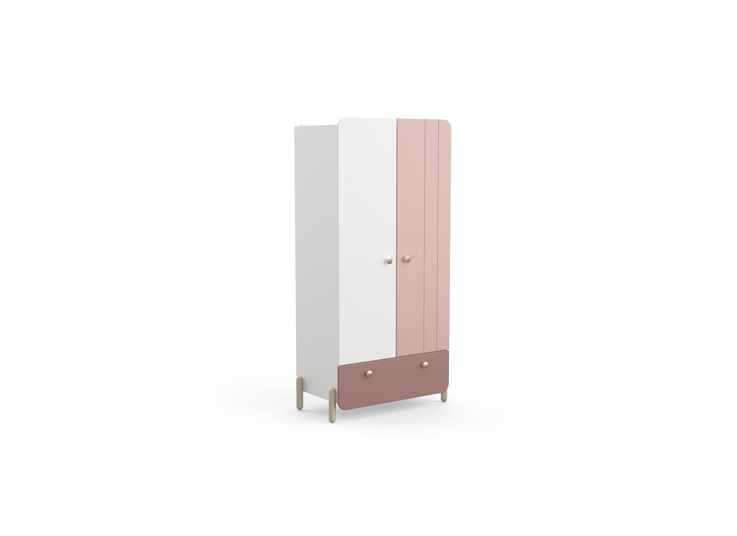 Garde-robe Jade 95cm - Garde-robe Jade 95cm - décor - rose mat/blanc mat
