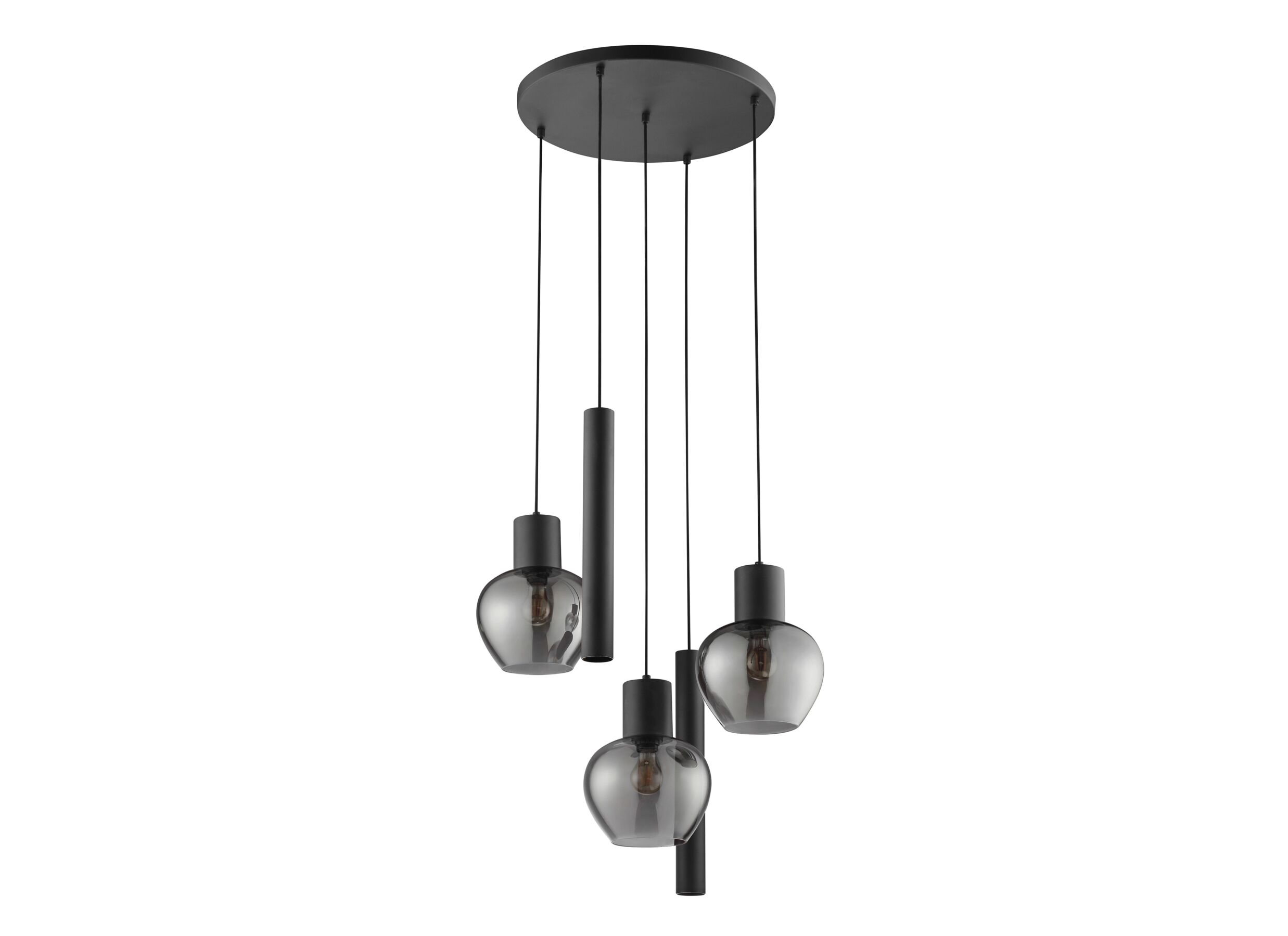 Overzichtsfoto - Hanglamp Nuvia 3x20W E27 & 2x10W GU10 - metaal - zwart