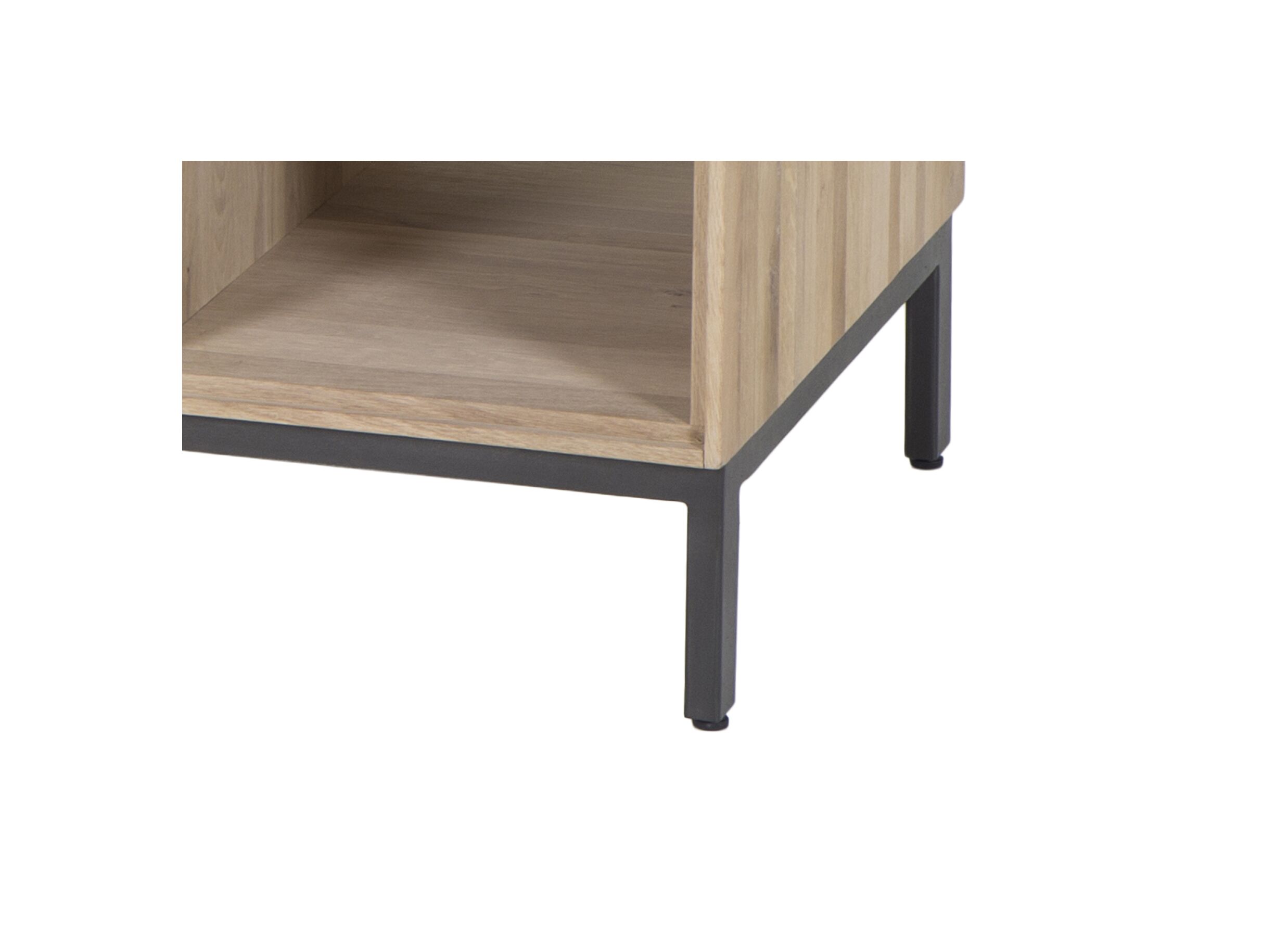 Table basse Polar 120x60cm avec rangement - chêne massif & décor - naturel