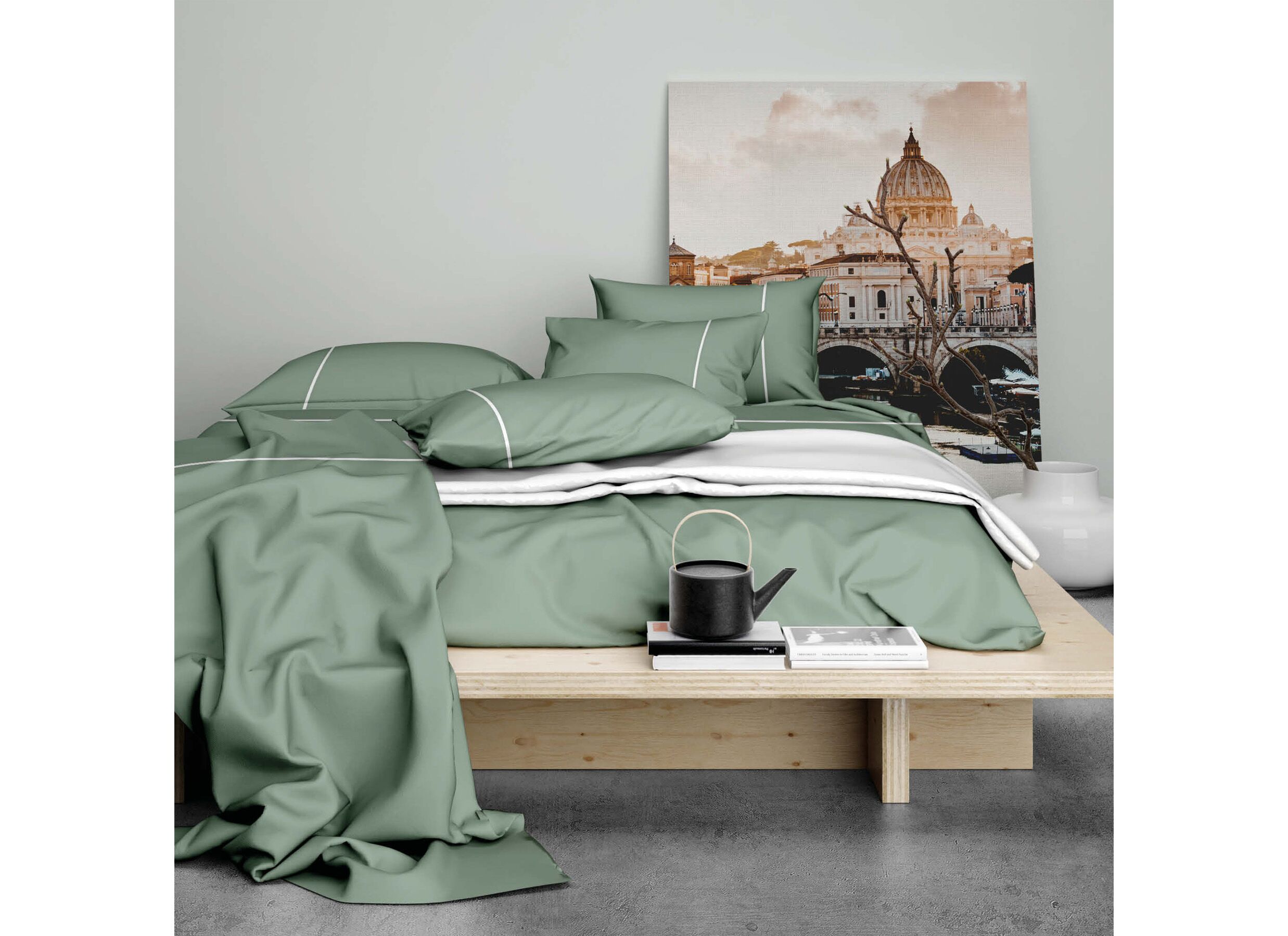 Sfeerfoto - Dekbedovertrek Duchesse 260x200/220cm - flanel - groen