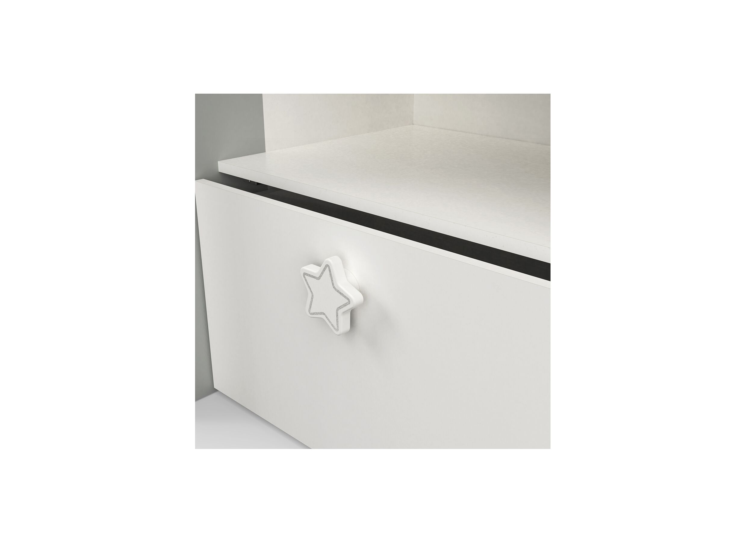 Lit mi-hauteur Etoiles 90x200cm blanc gris rose
