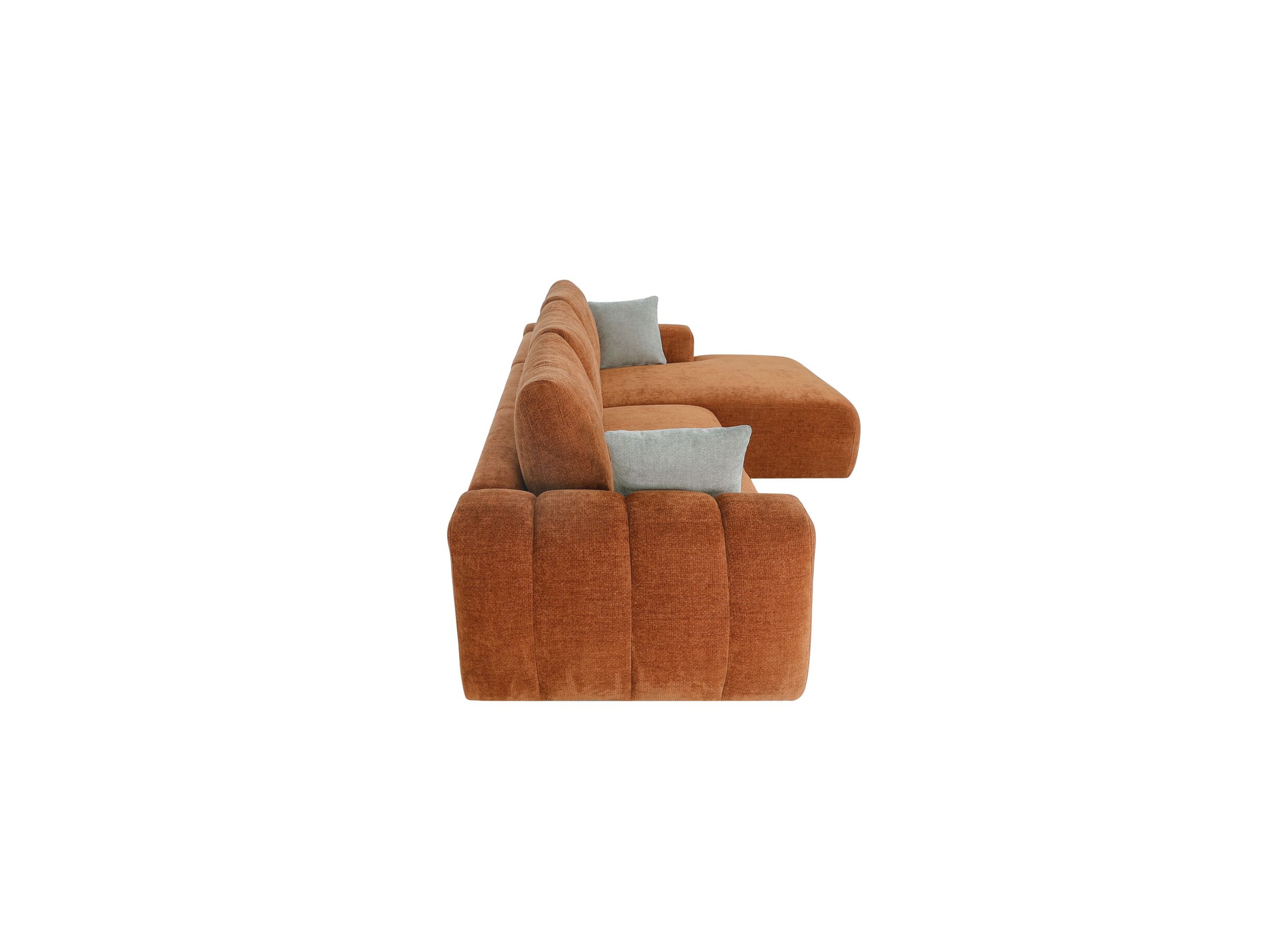 Aperçu - Canapé d'angle Mandarin 315x165cm - chenille - orange