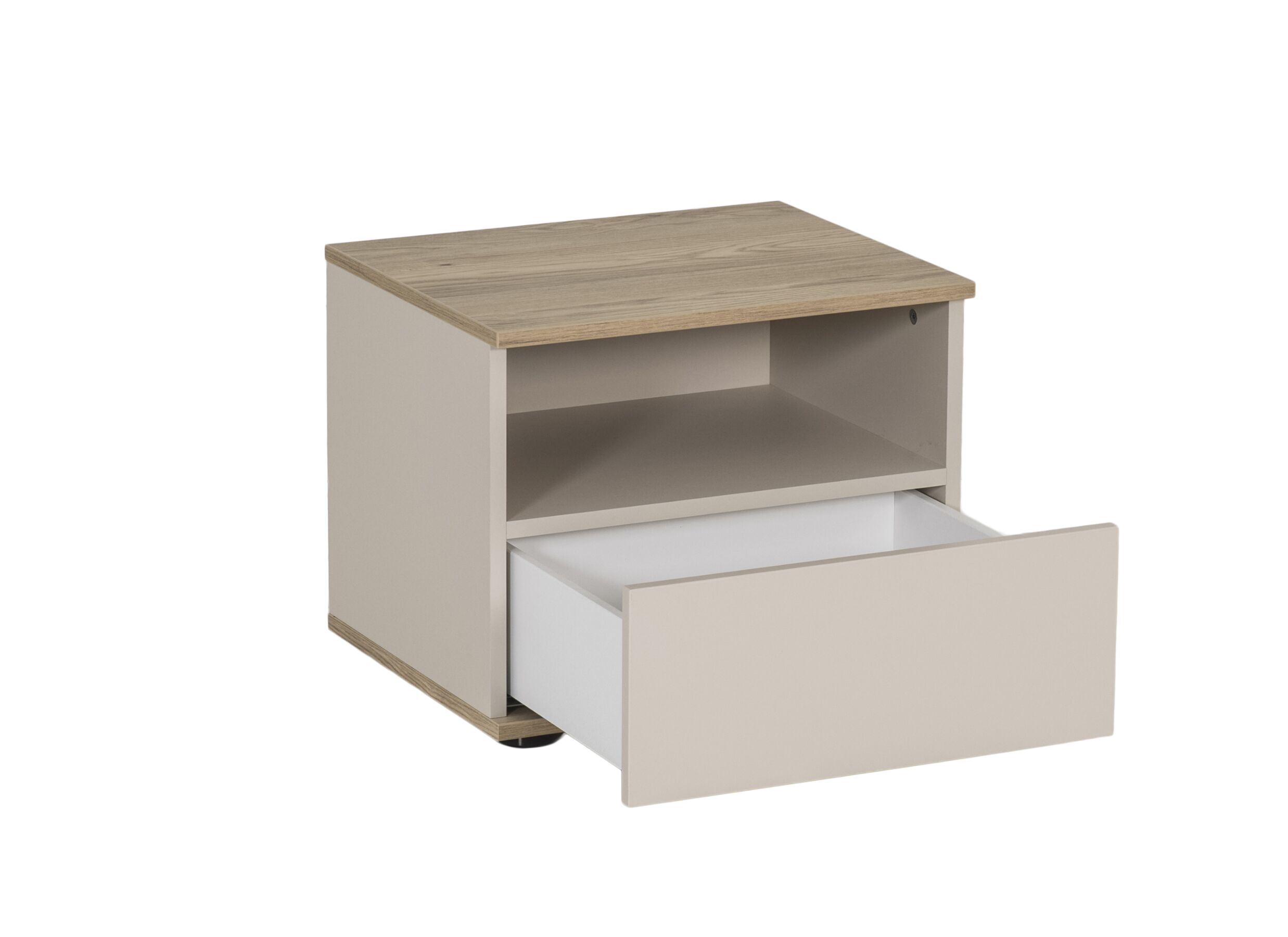 Indeling - Nachtkastje Hazel 48x40x52cm - melamine - beige & montana eik