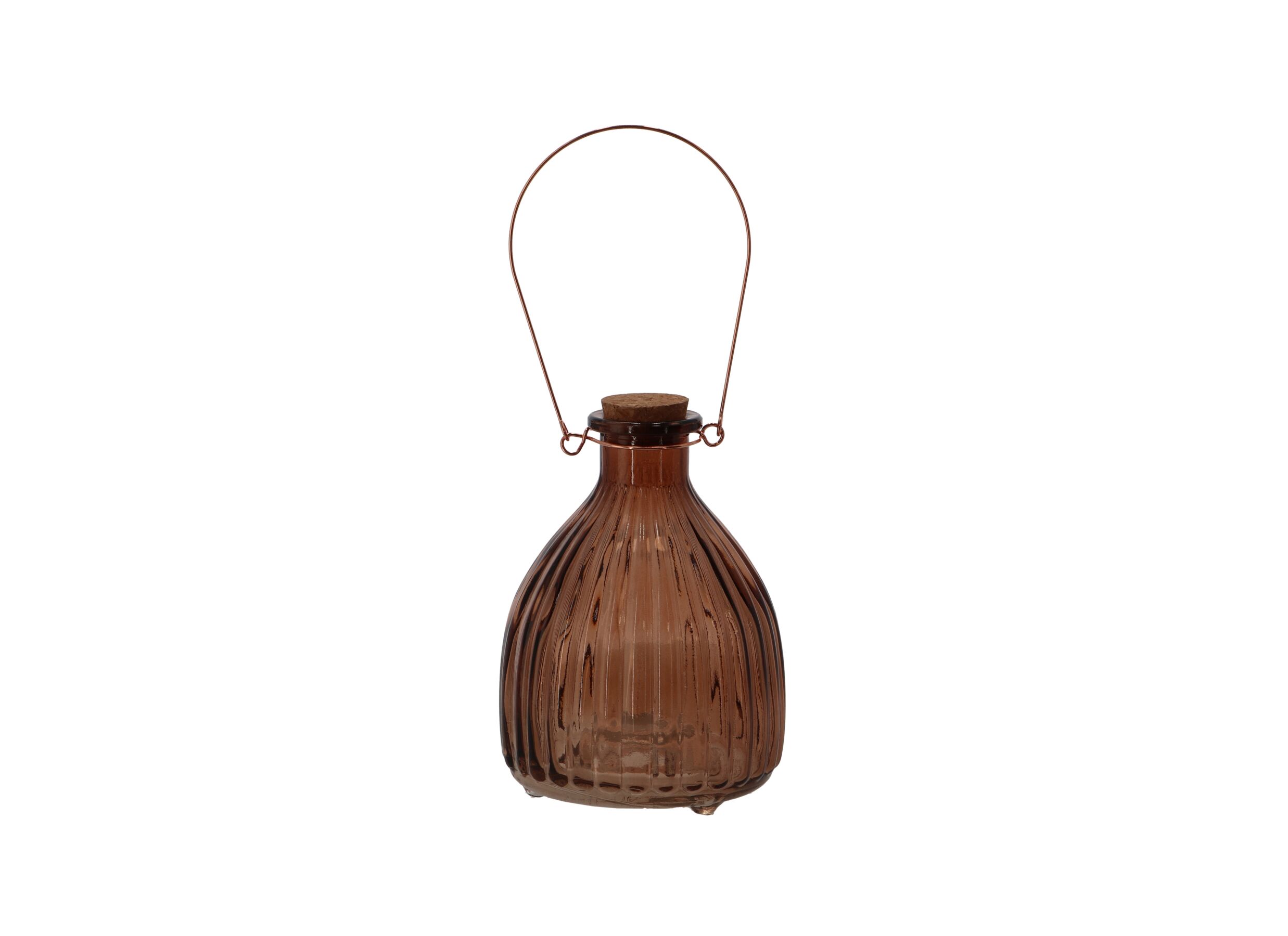 Overzichtsfoto - Wespenpot geribbeld 12,3x17,80cm - glas - bruin & grijs