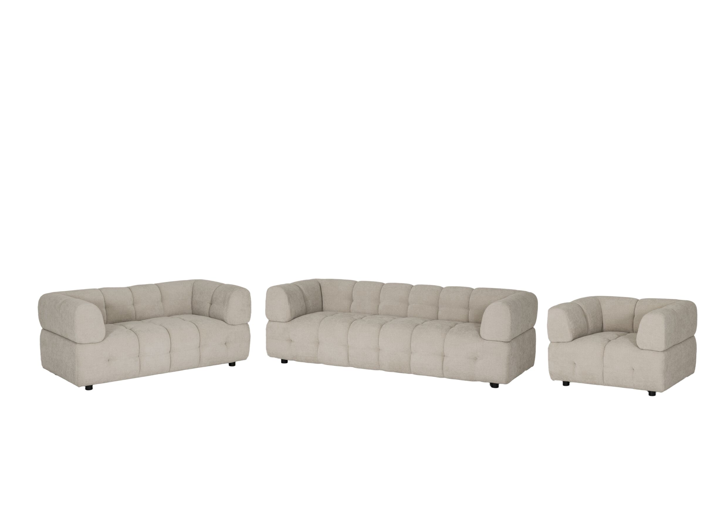 Photo ensemble - Canapé Tortuga 3 places - fibre polyester - beige