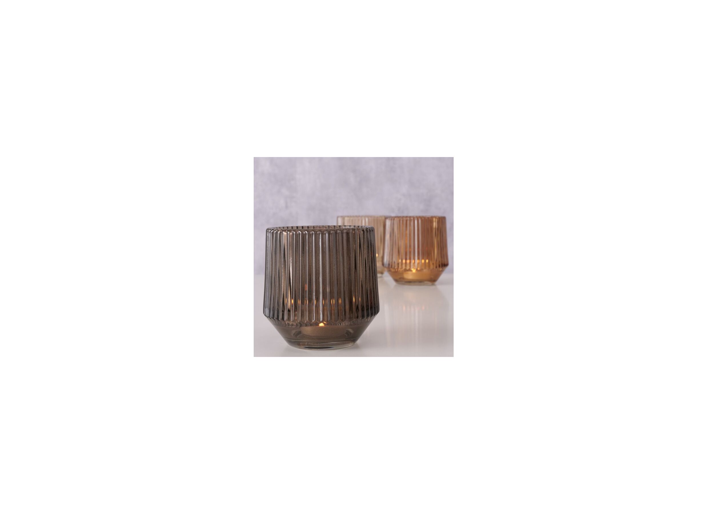 Foto ambiance - Porte-bougie Tiago H10cm - verre - beige/brun