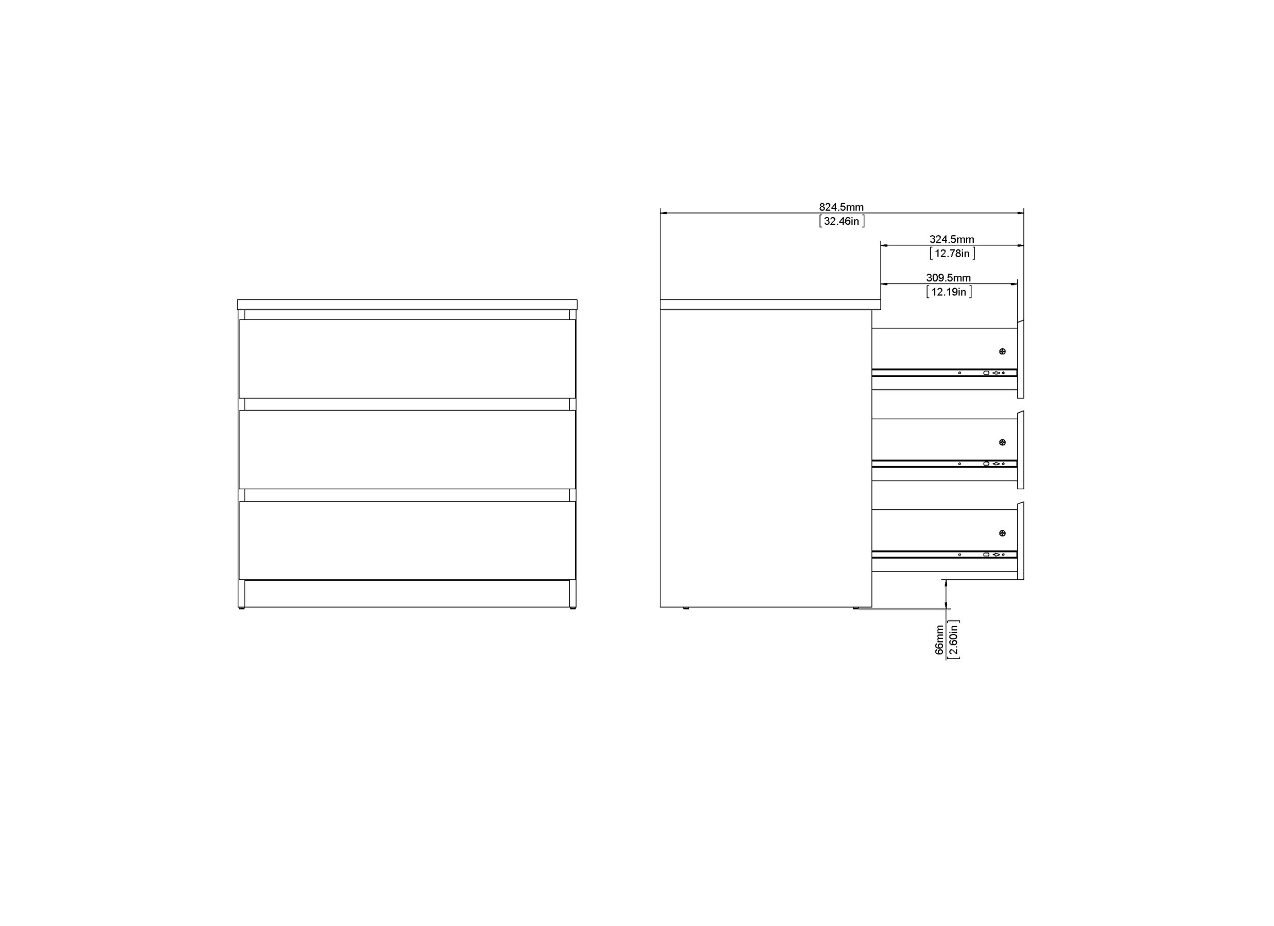 Commode Naia 77x50x71cm - MDF - noir