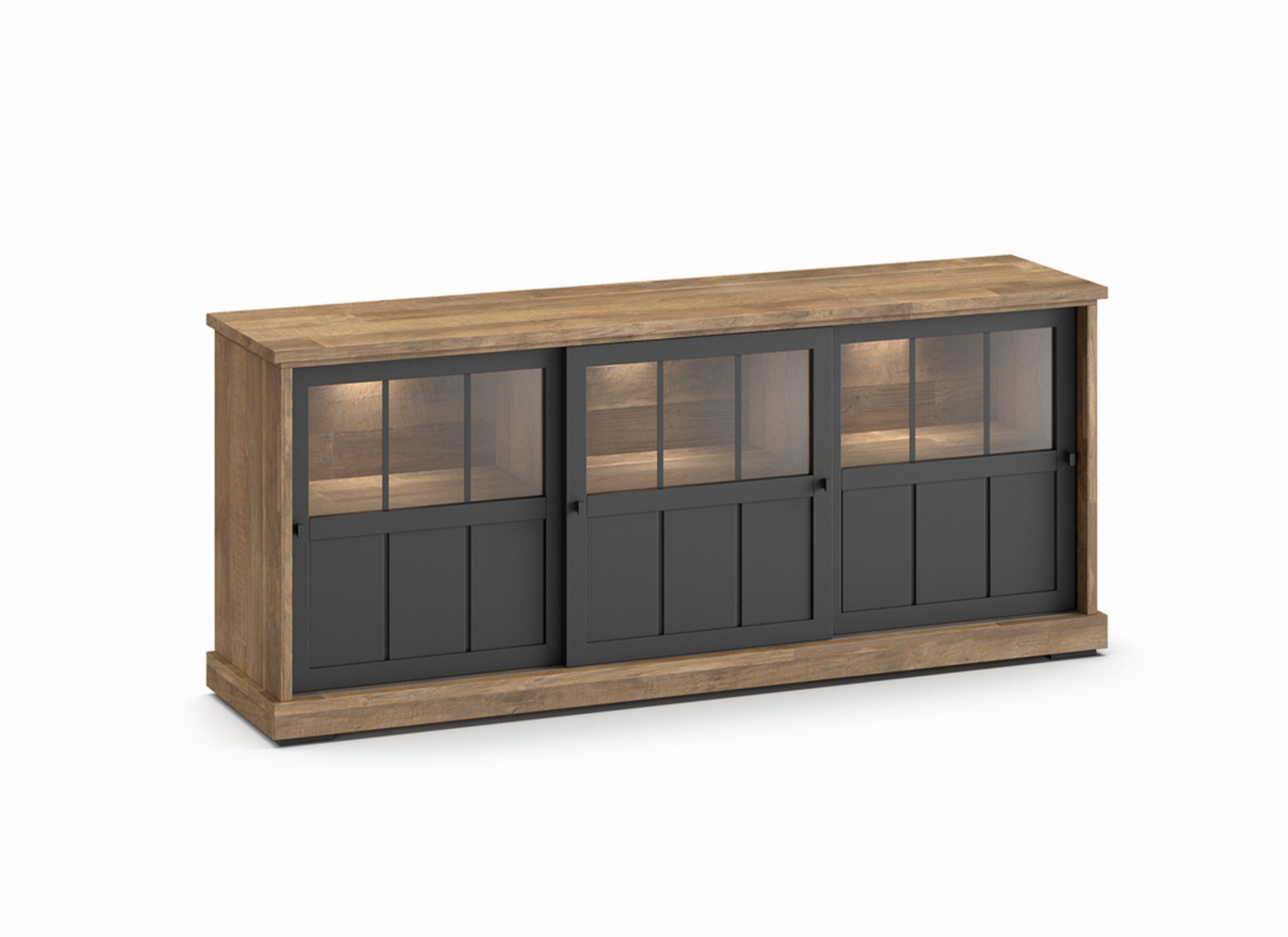 Dressoir Patio 209cm - decor - old teak & zwart - Buffet Patio 209cm - décor - old teak & noir