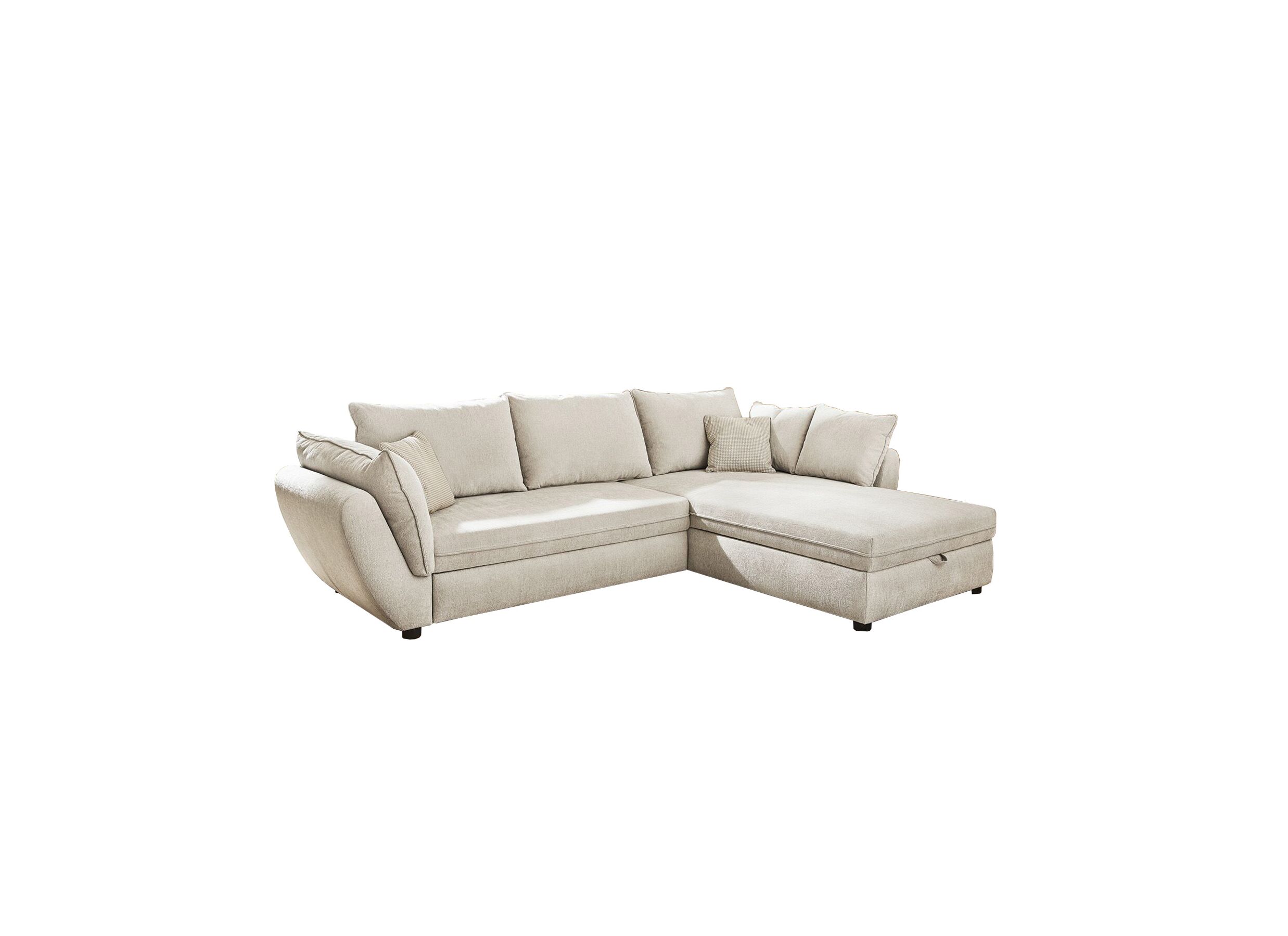 Canapé d'angle Jerez tissu beige avec fonction de lit et rangement - Canapé d'angle Jerez tissu beige avec fonction de lit et rangement