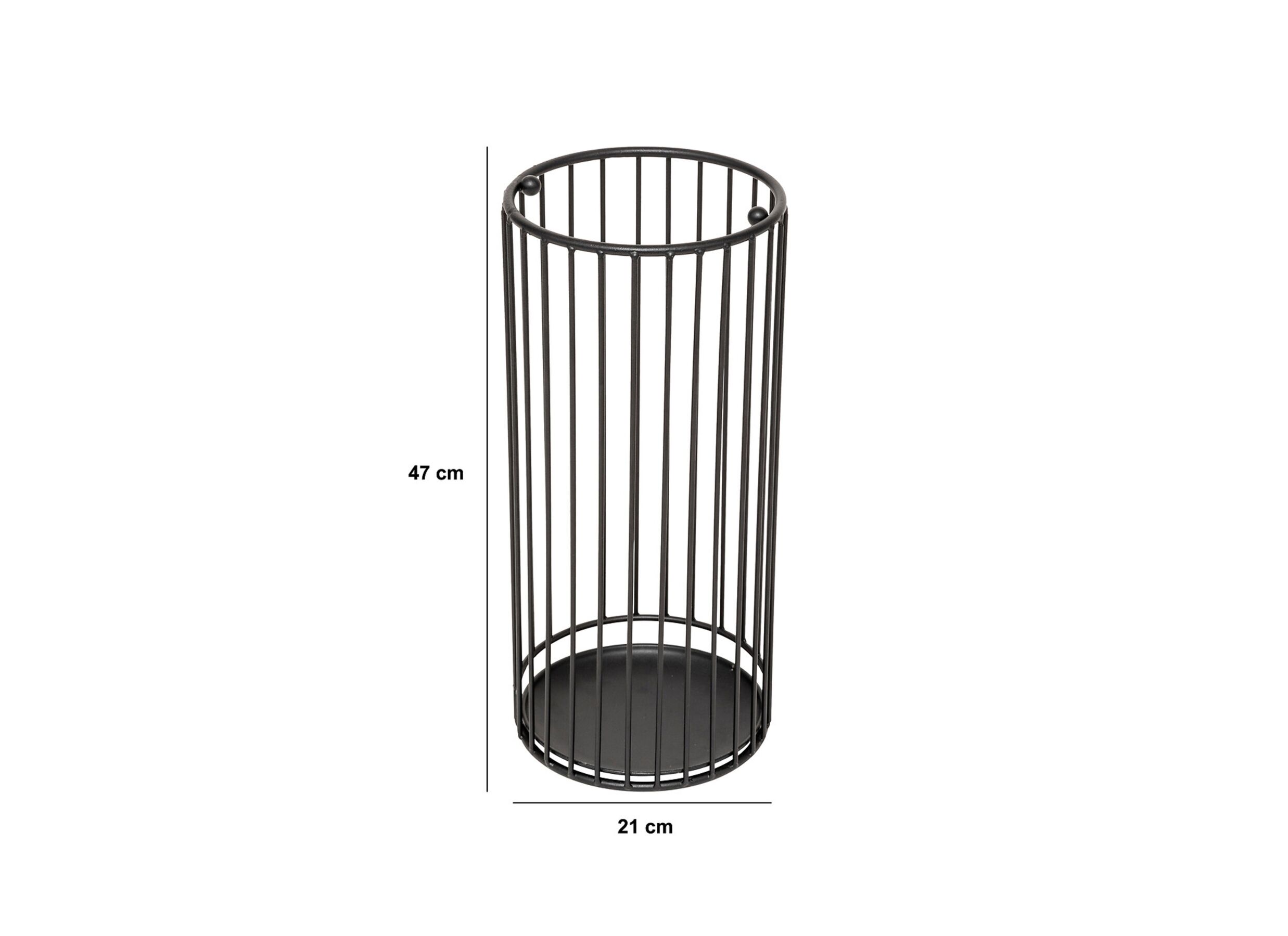 Afmetingen - Paraplubak Metty Ø21x47cm - staal - zwart