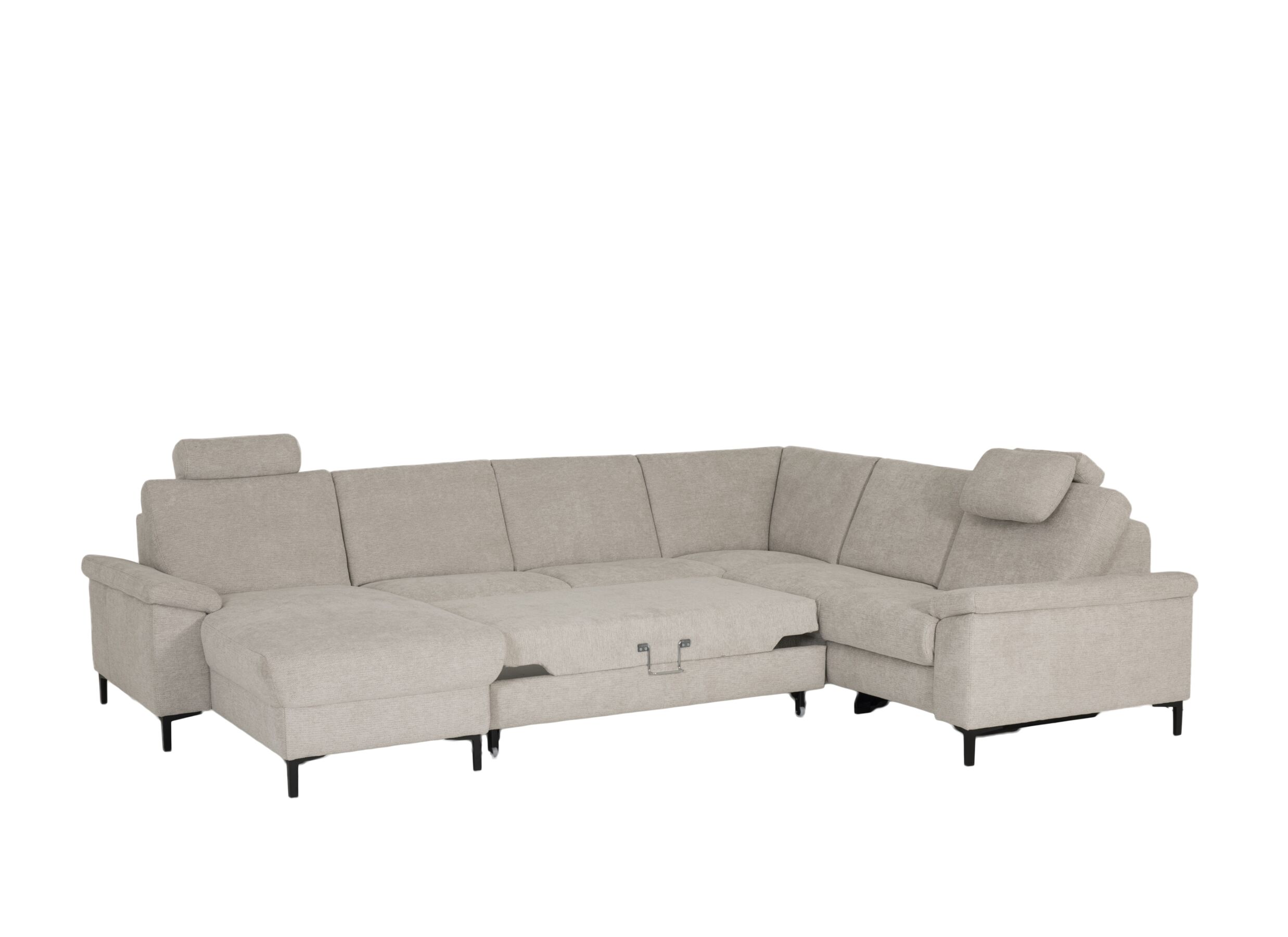 Aperçu - Canapé d'angle Poppy 181x317x249cm - tissu - beige avec fonction relax et lit