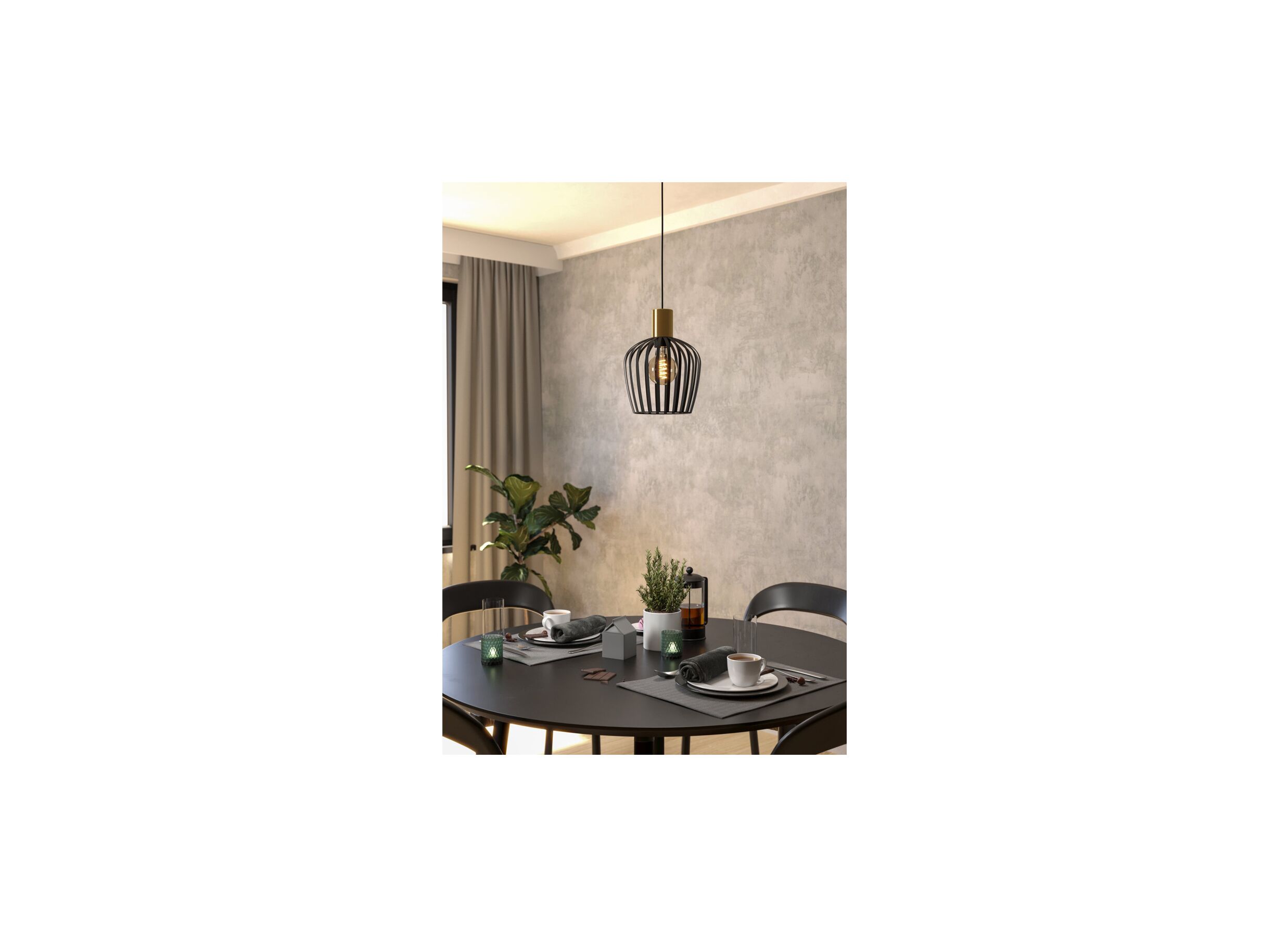 Foto ambiance - Suspension Empoli Ø20cm 40W E27 acier noir