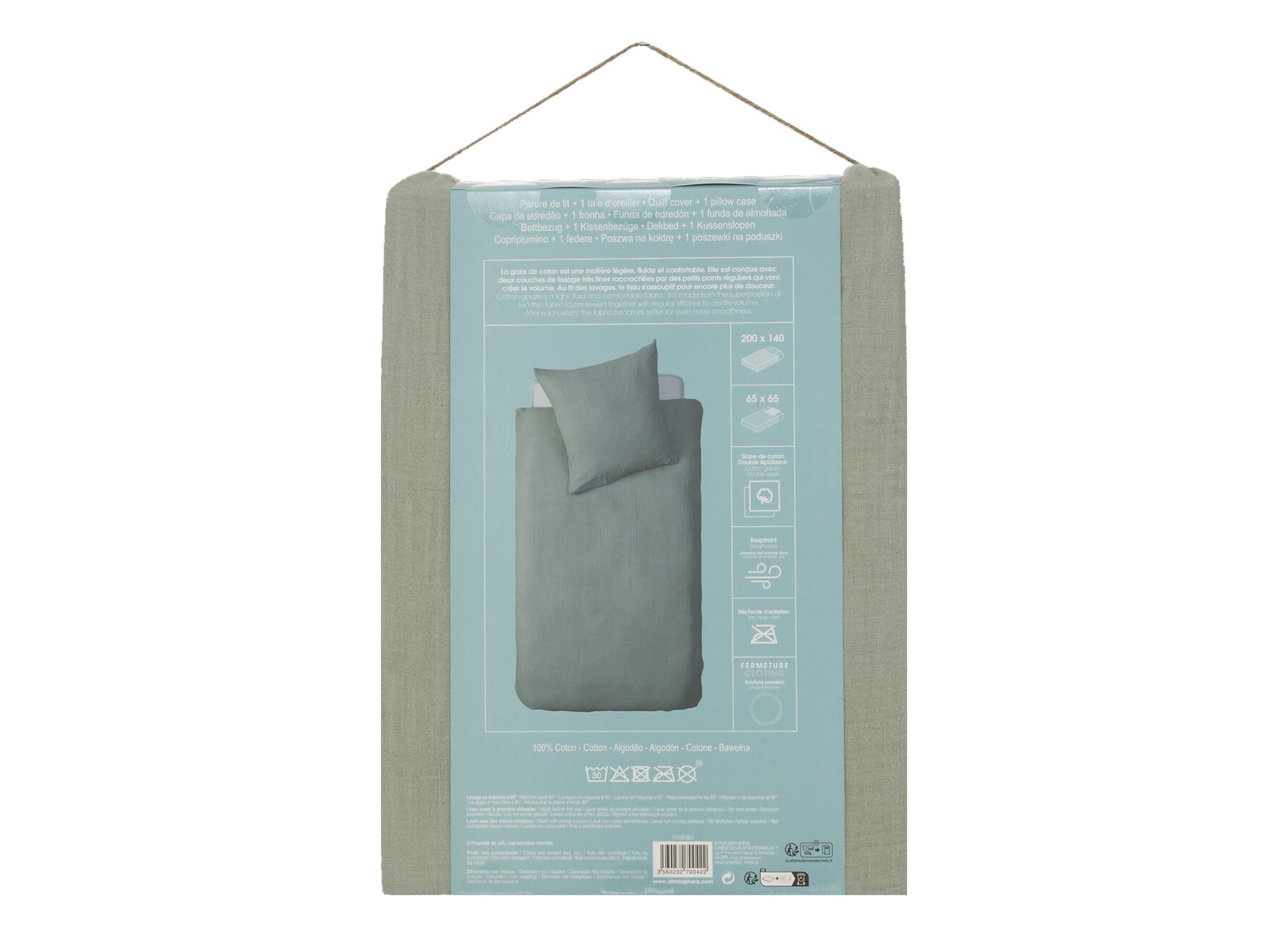 Aperçu - Housse de couette 140x200cm - gaze de coton - vert