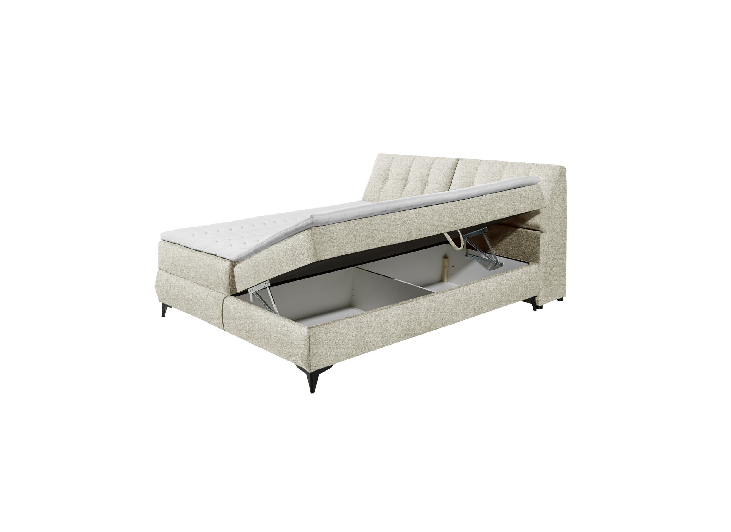 Disposition - Lit box Atlantis 180x200cm avec rangement tissu ivoire