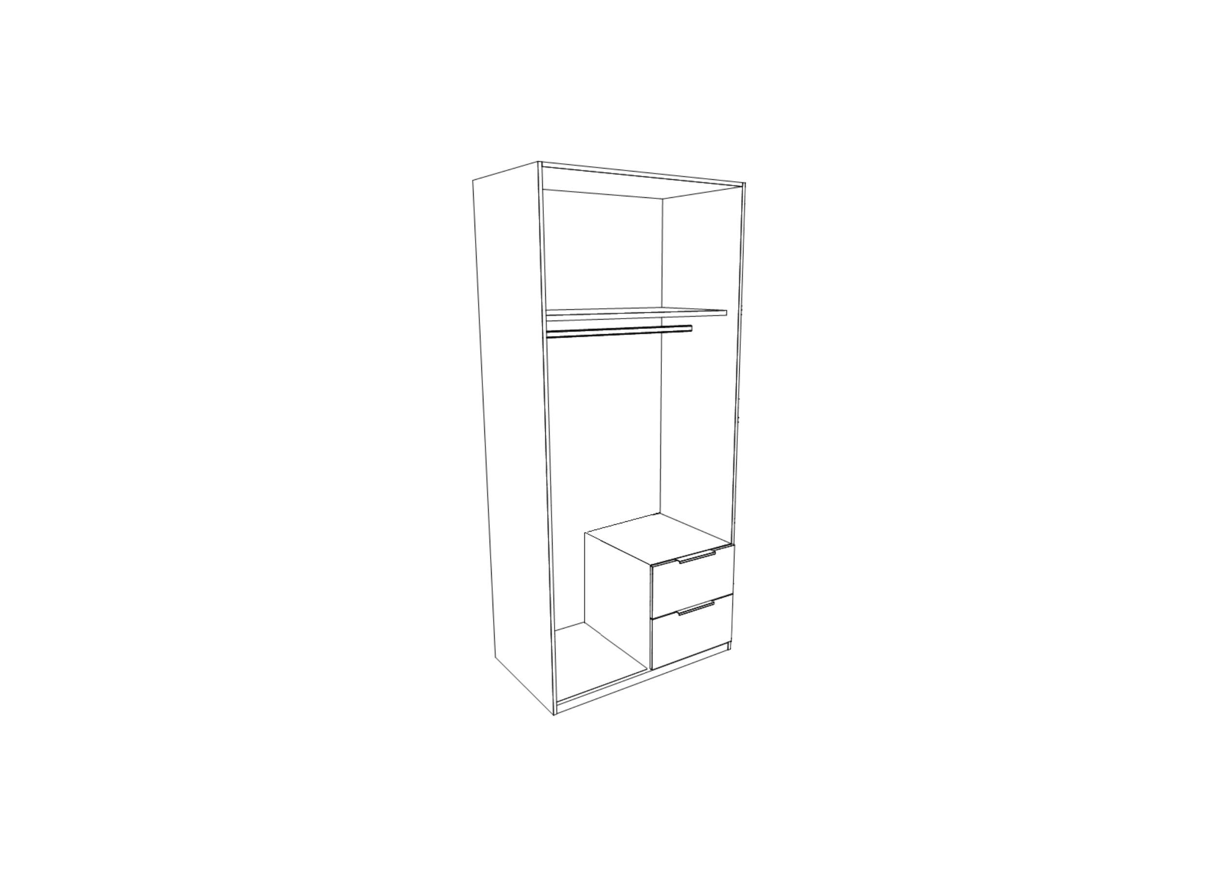 Garde-robe Butte 91cm - décor - chêne artisanal/gris