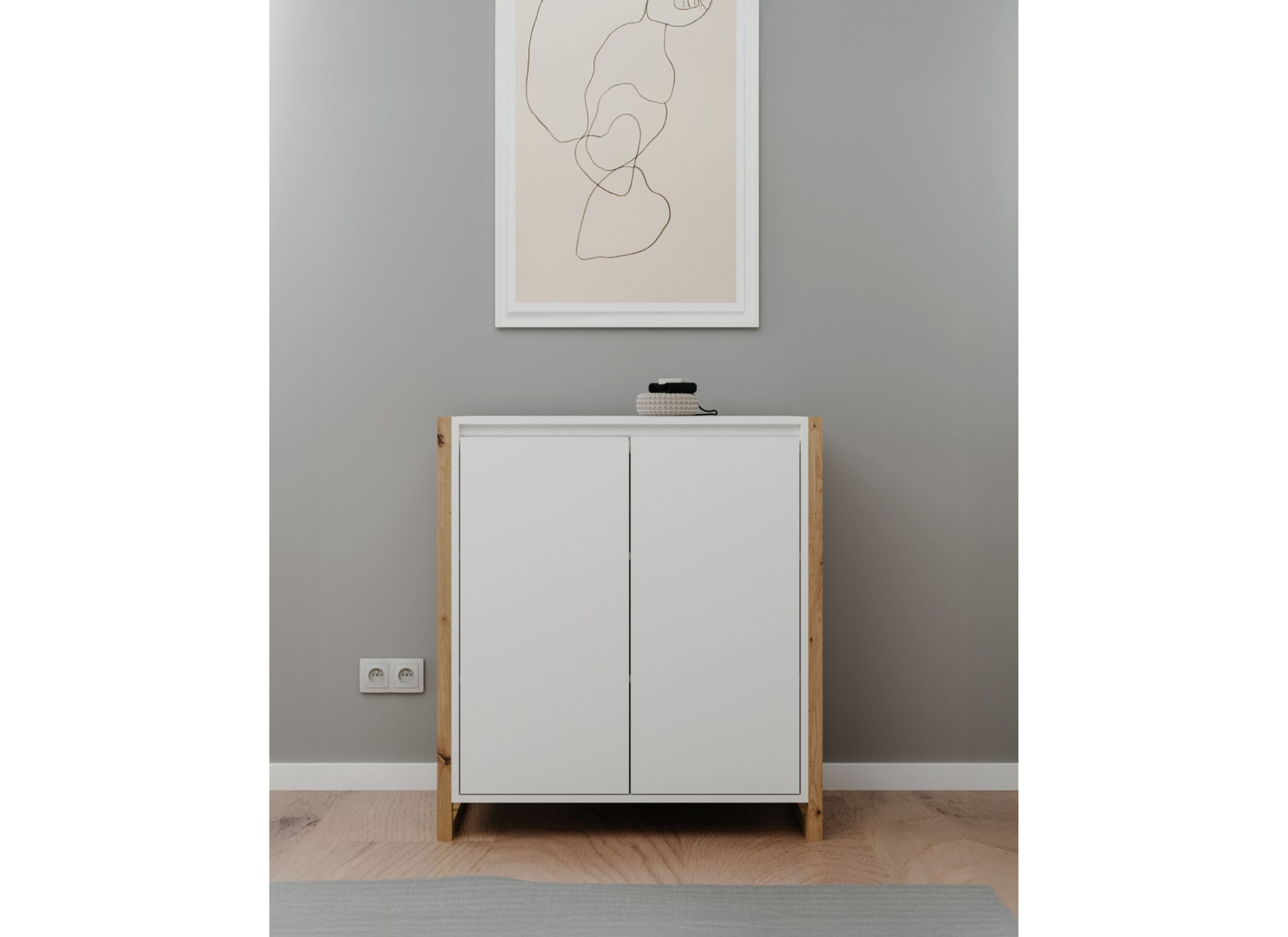 Sfeerfoto - Commode Denver 80x88x40cm - decor - wit & artisanale eik