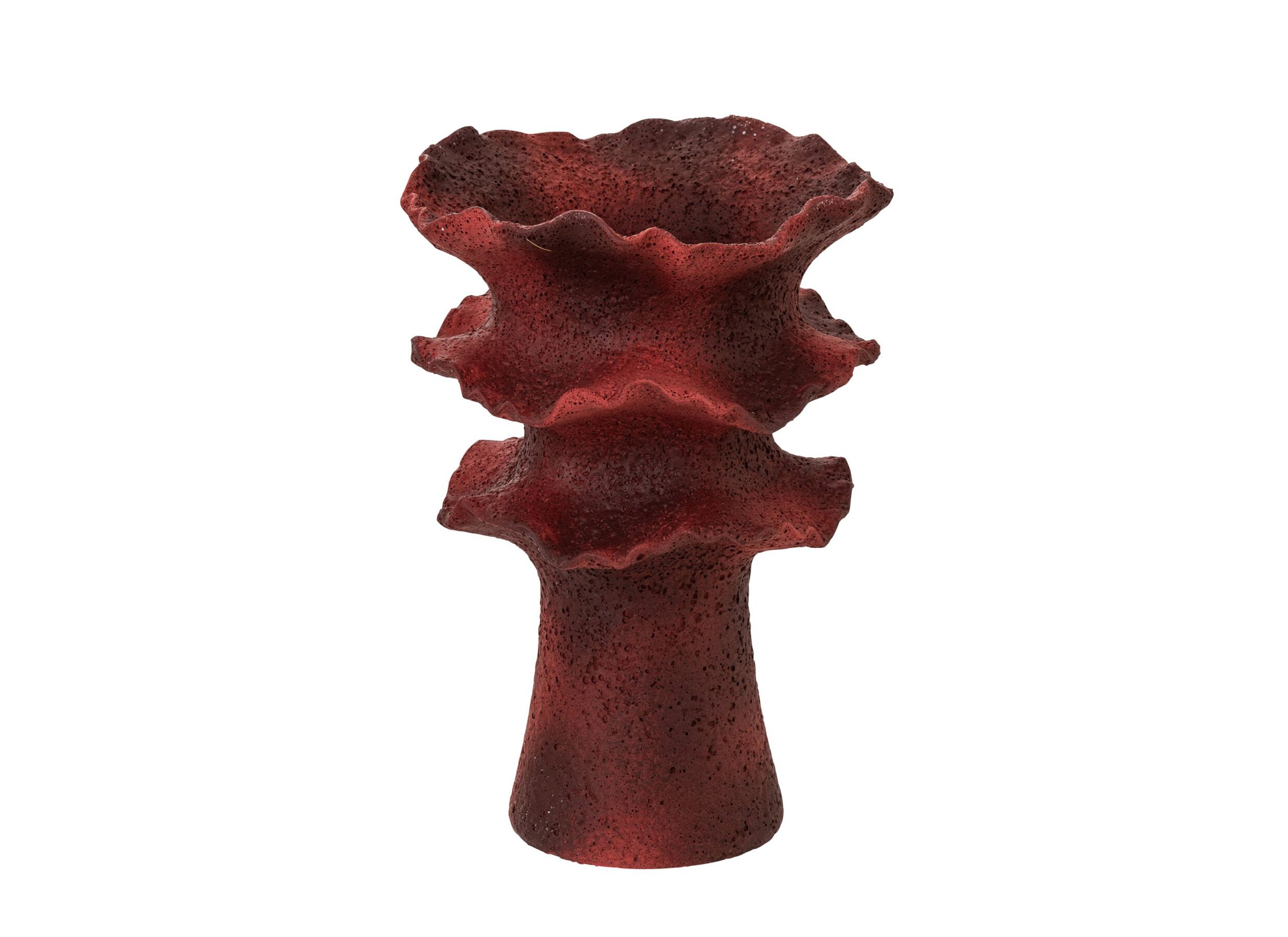 Vaas H38cm - klei - donkerrood - Vase H38cm - argile - rouge foncé