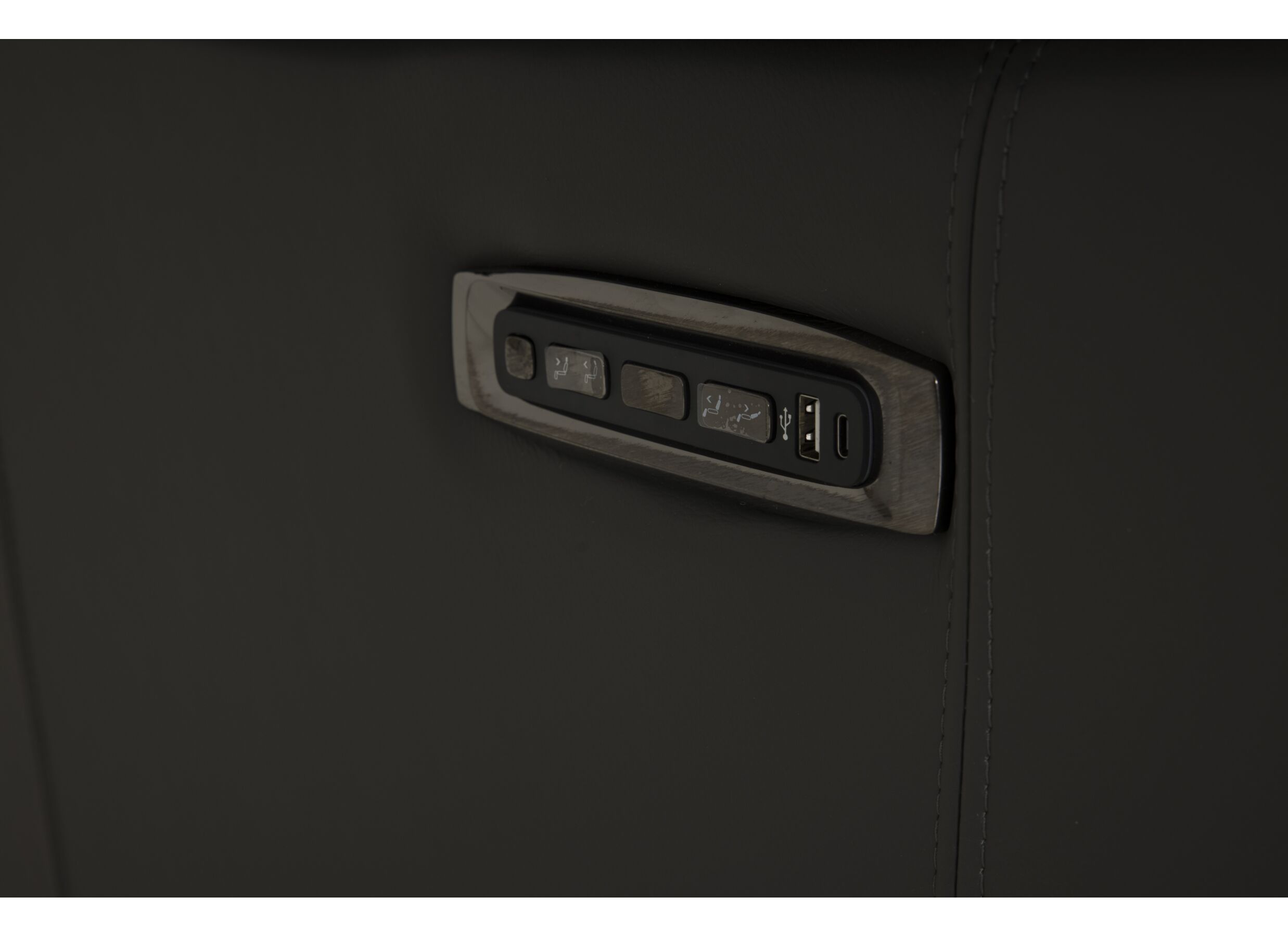 Detailfoto - Zetel Final 2,5+2-zit - leder - shalegrey met relax