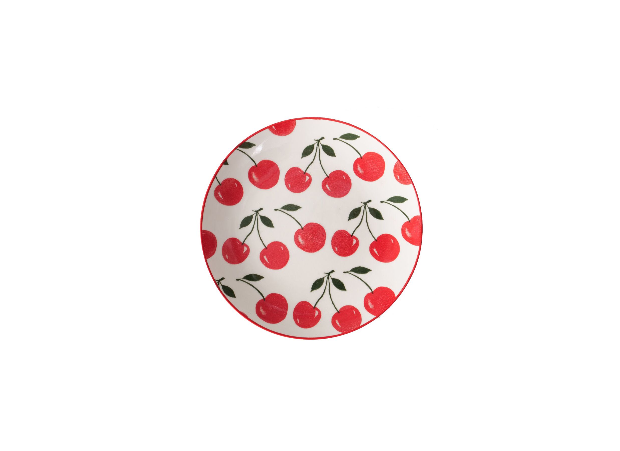 Overzichtsfoto - Dessertbord Kers Ø18,5cm - keramiek - rood/wit