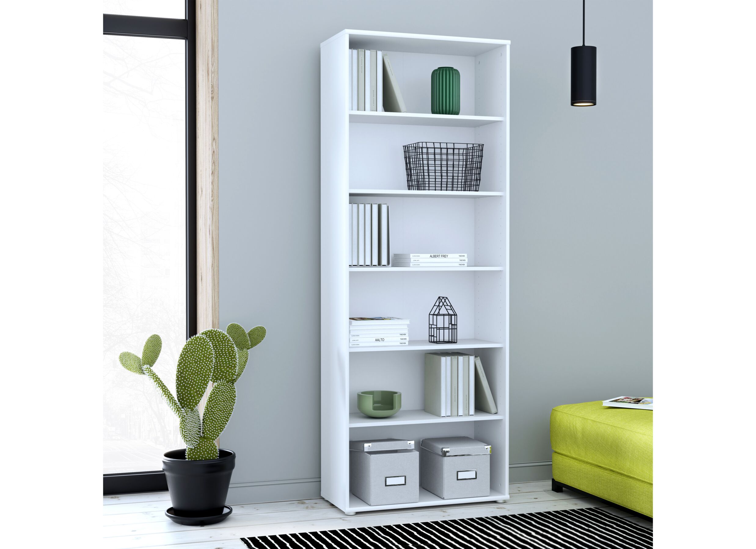 Foto ambiance - Bibliothèque Topic 74x35x198cm - décor - blanc