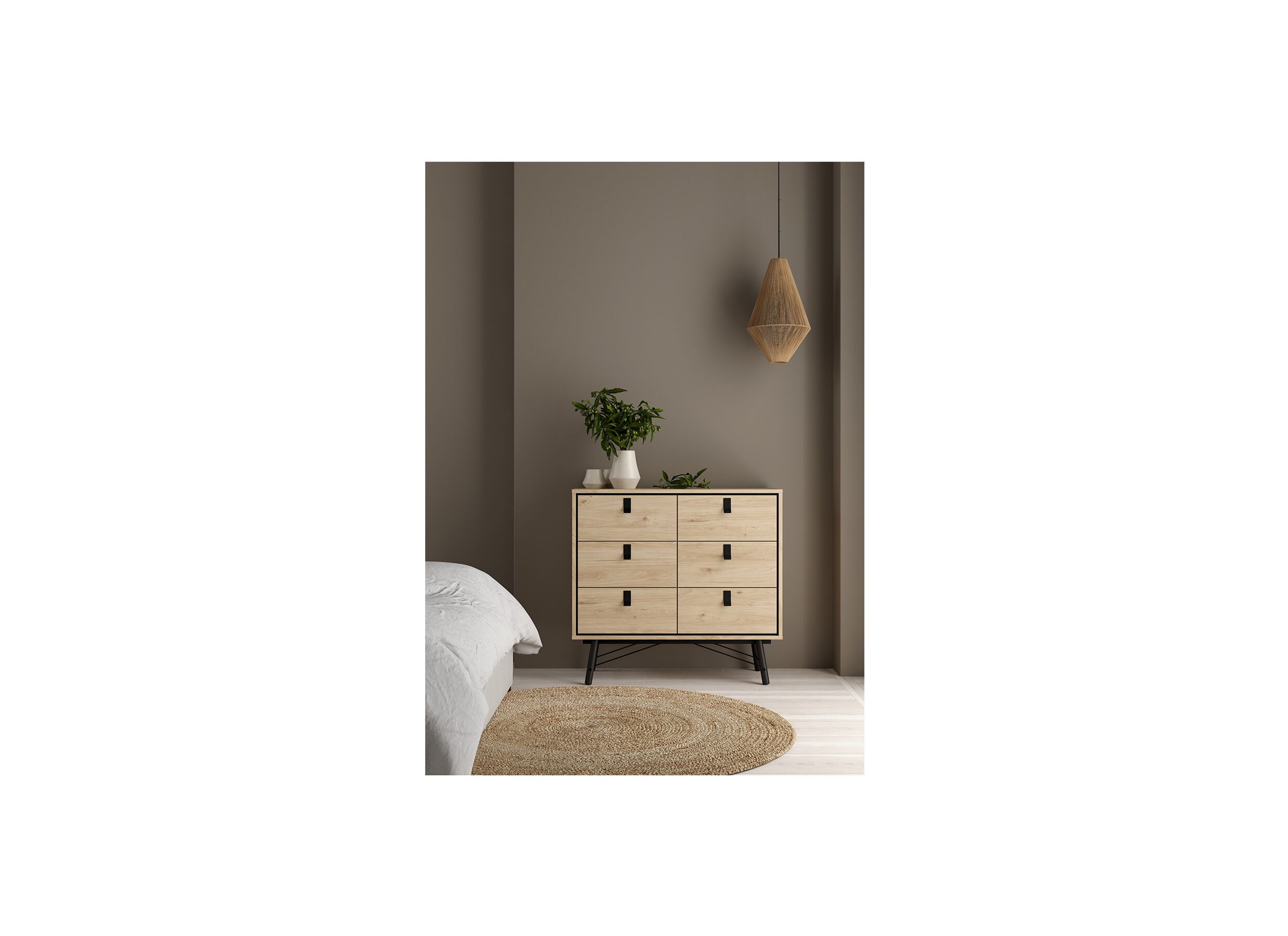 Commode Ry 102x41x95cm - décor - marron/noir