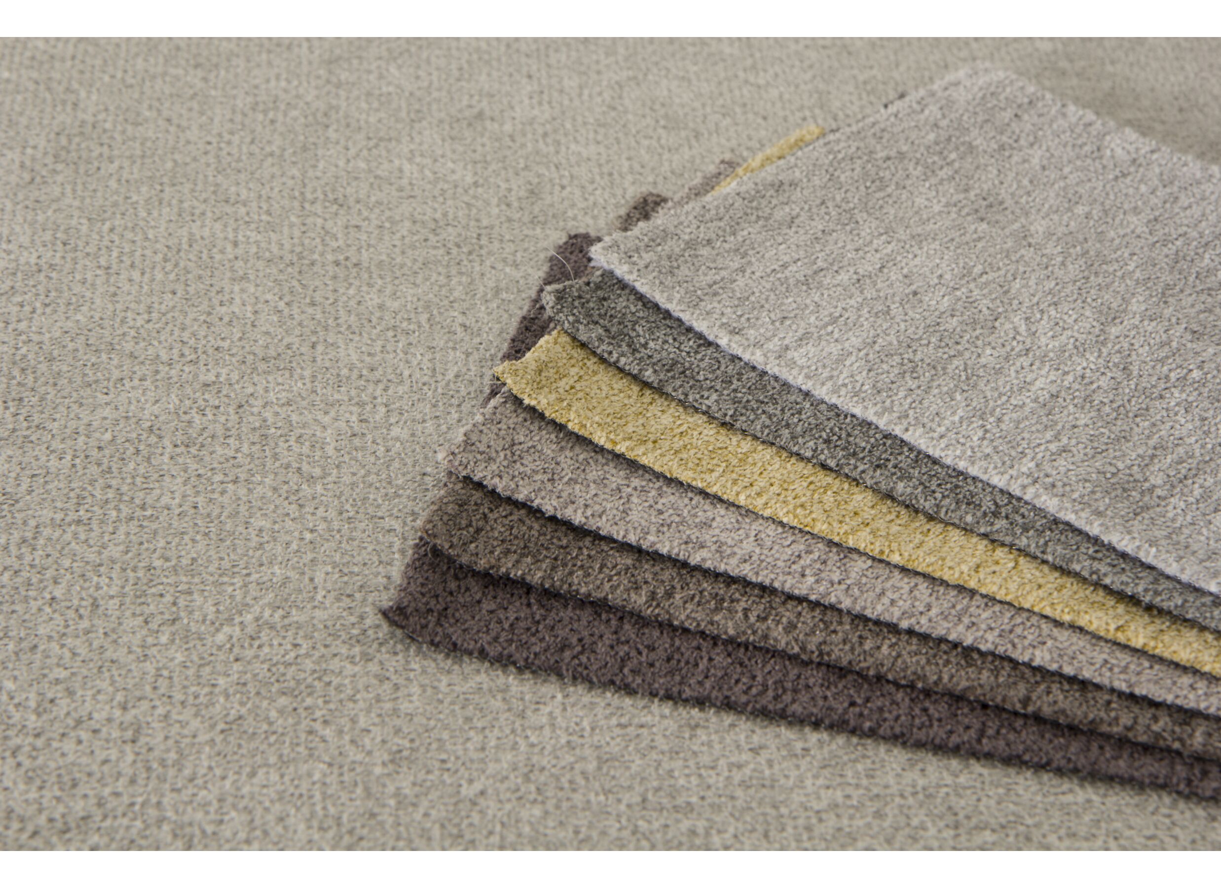 Canapé d'angle Alcamo 331x184cm - tissu - gris avec pouf