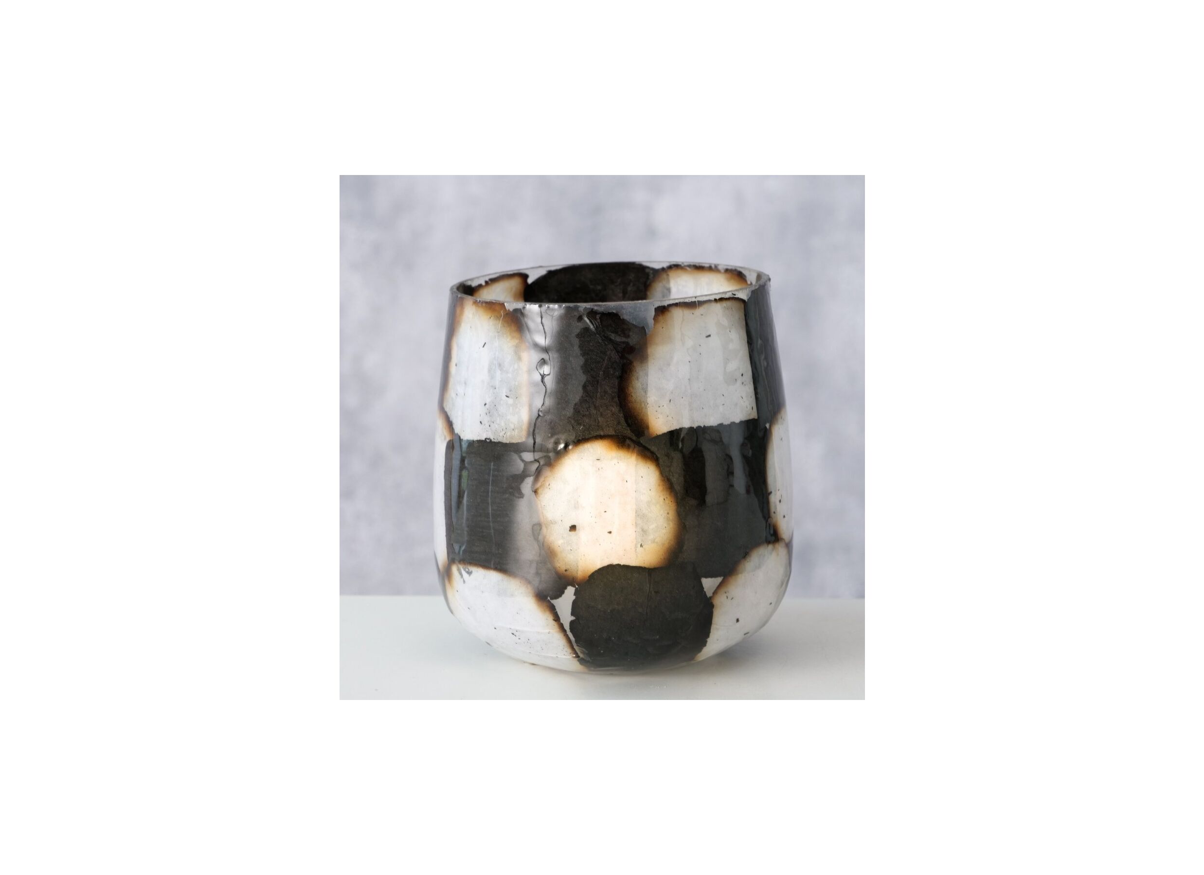 Foto ambiance - Porte-bougie Medo H10cm - verre - noir/blanc