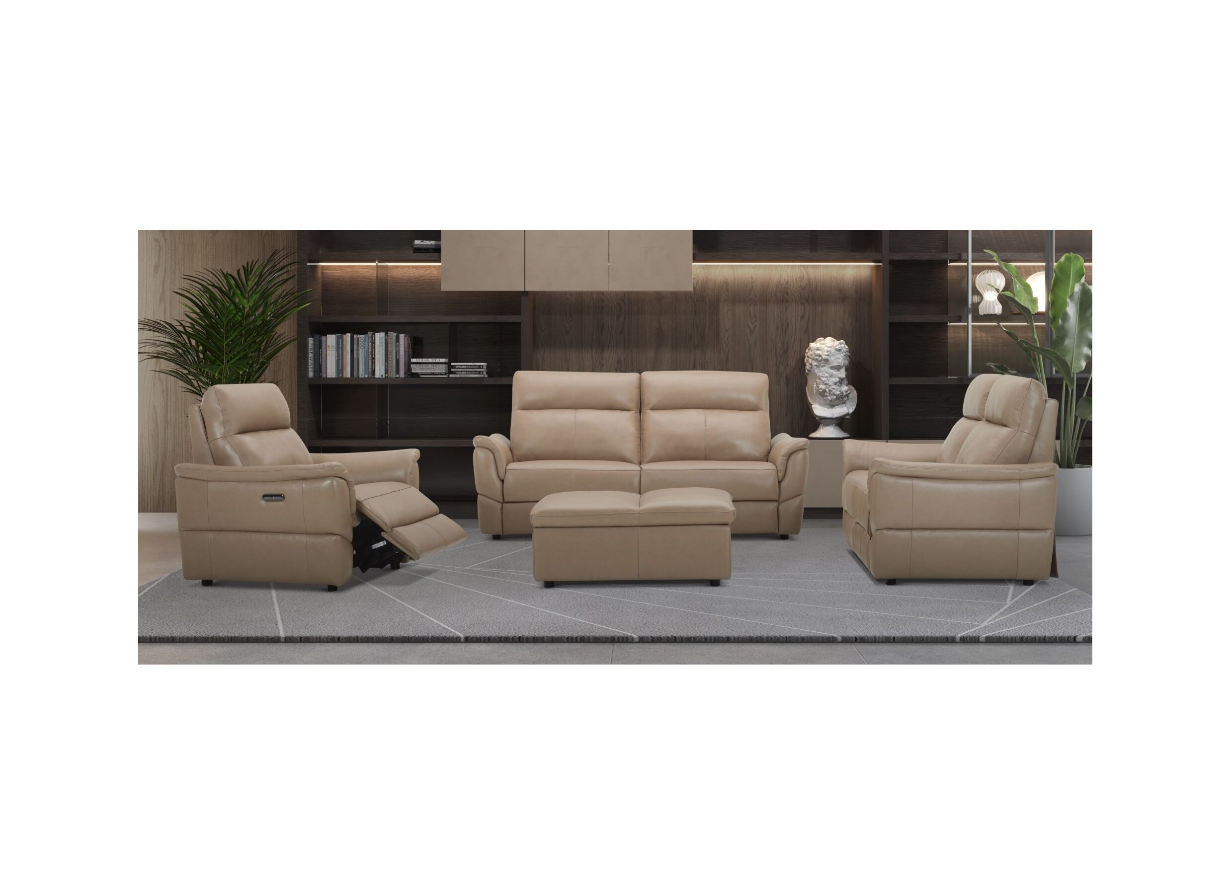 Pouf Back 102x71cm cuir camel avec rangement