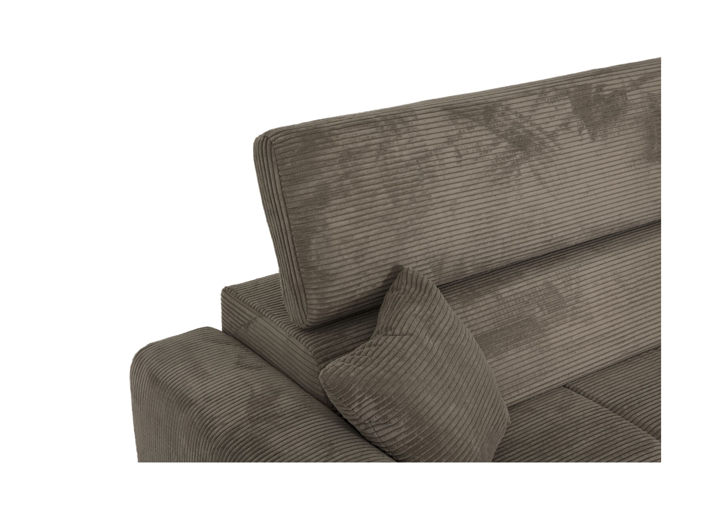 Detail - Canapé d'angle Slider 279 x 186 cm - tissu ribcord - marron avec fonction lit
