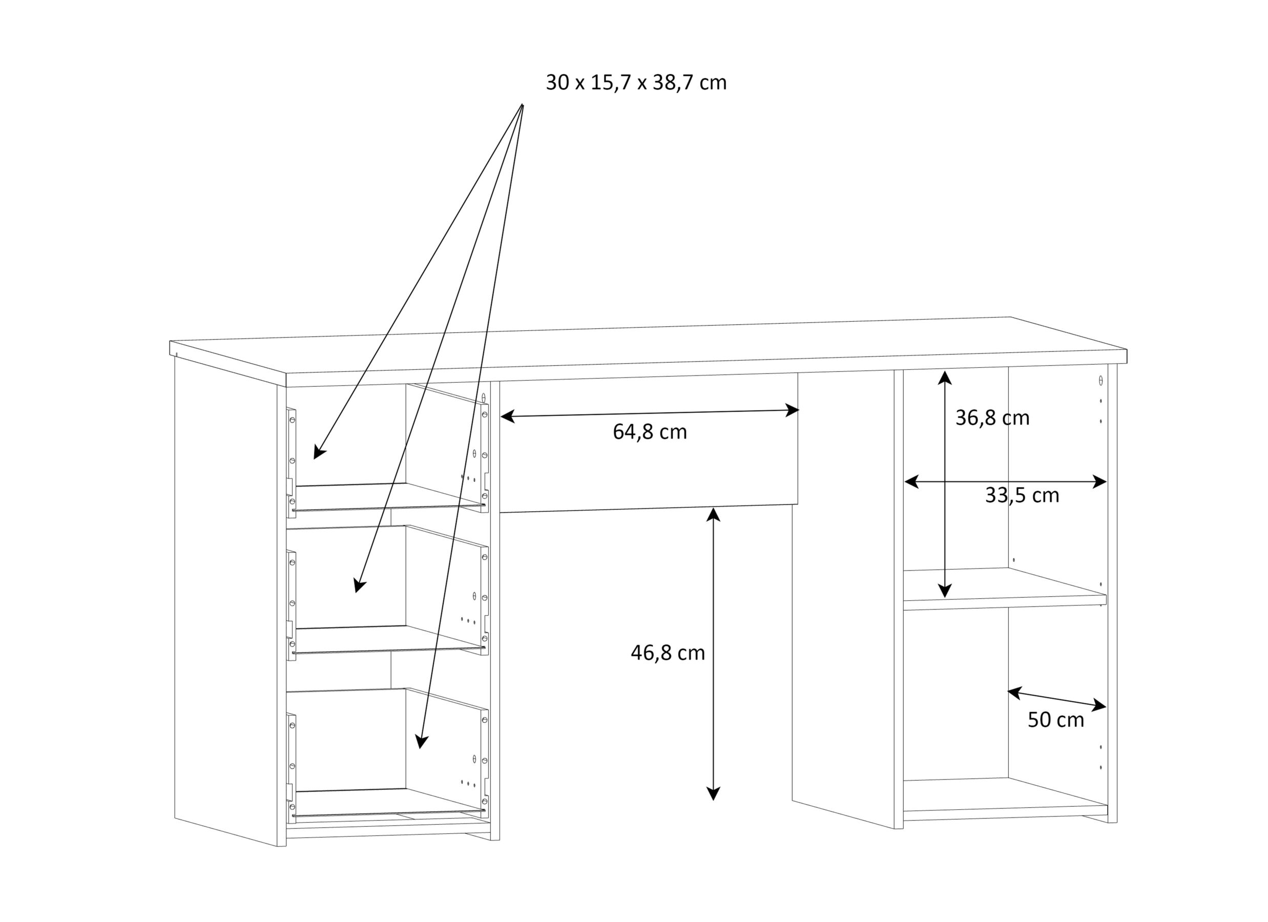 Dimensions - Bureau Net307 138x60x74cm - décor - blanc