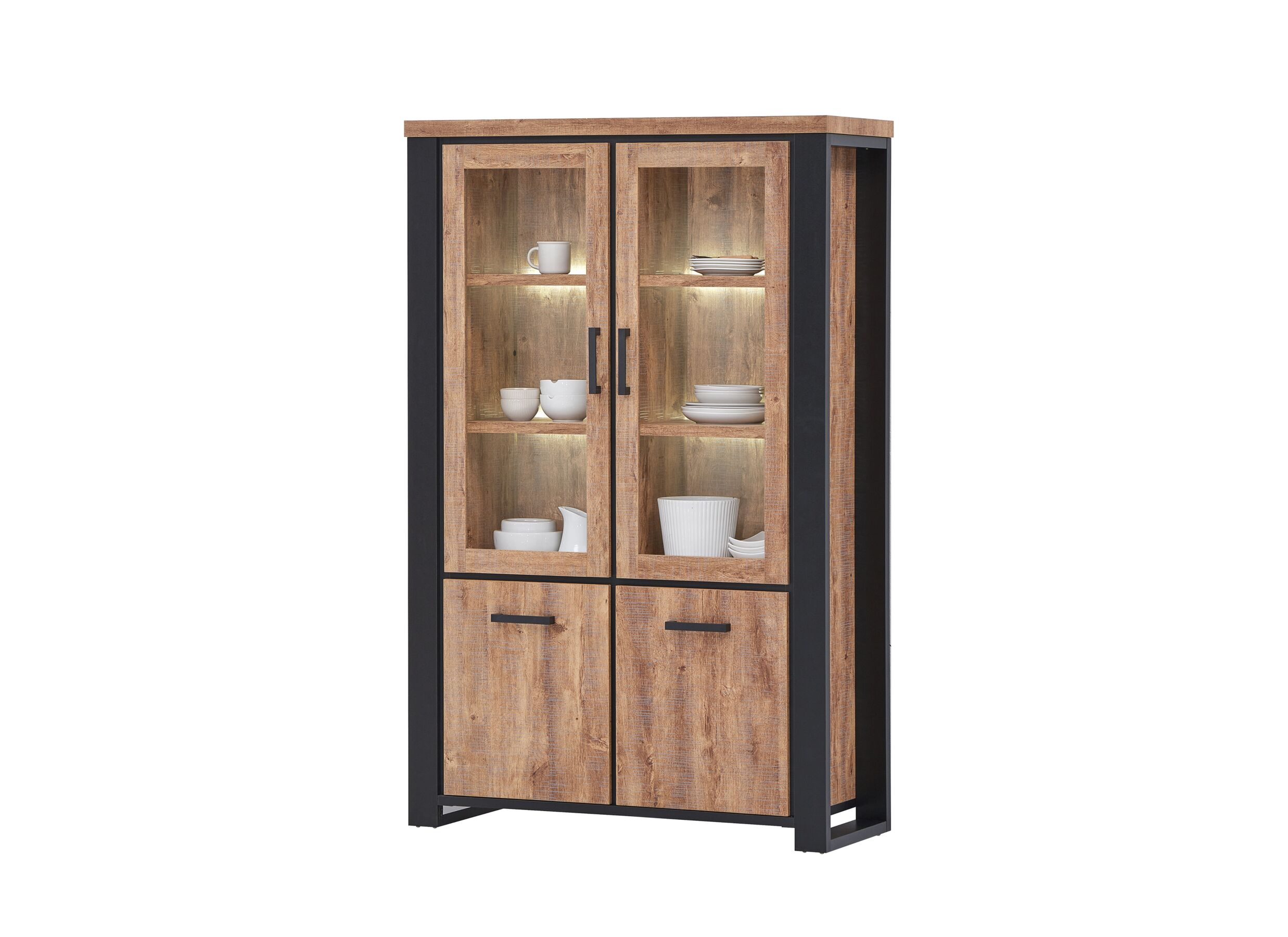 Vitrinekast Estrella 126cm - decor - industrial oak