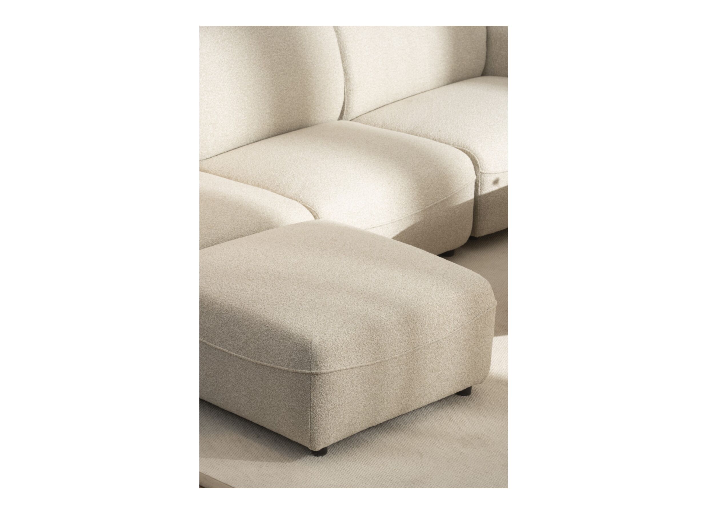 Photo ensemble - Pouf Orion 83x83x42cm - tissu - beige