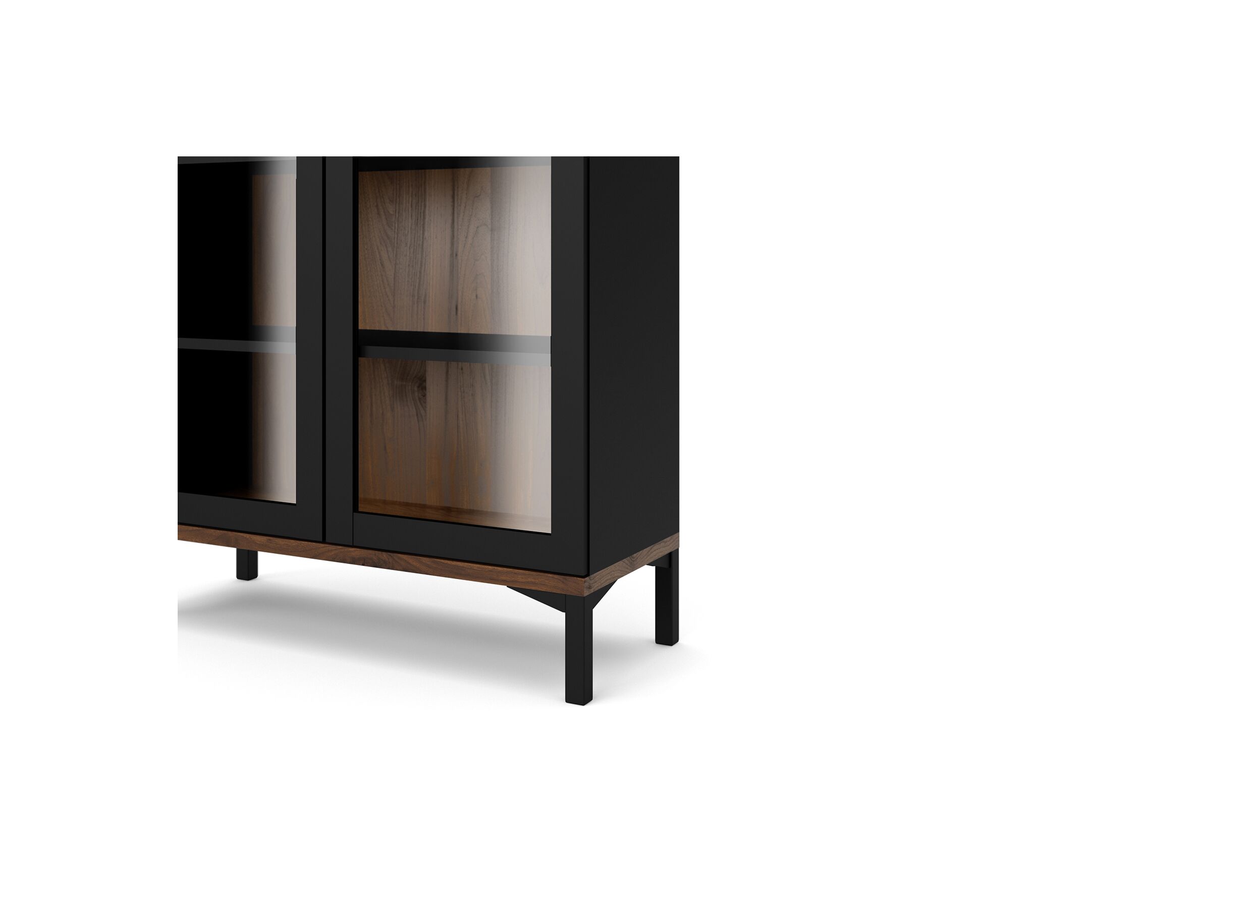 Vitrinekast Roomers 89cm - decor - zwart/walnoot