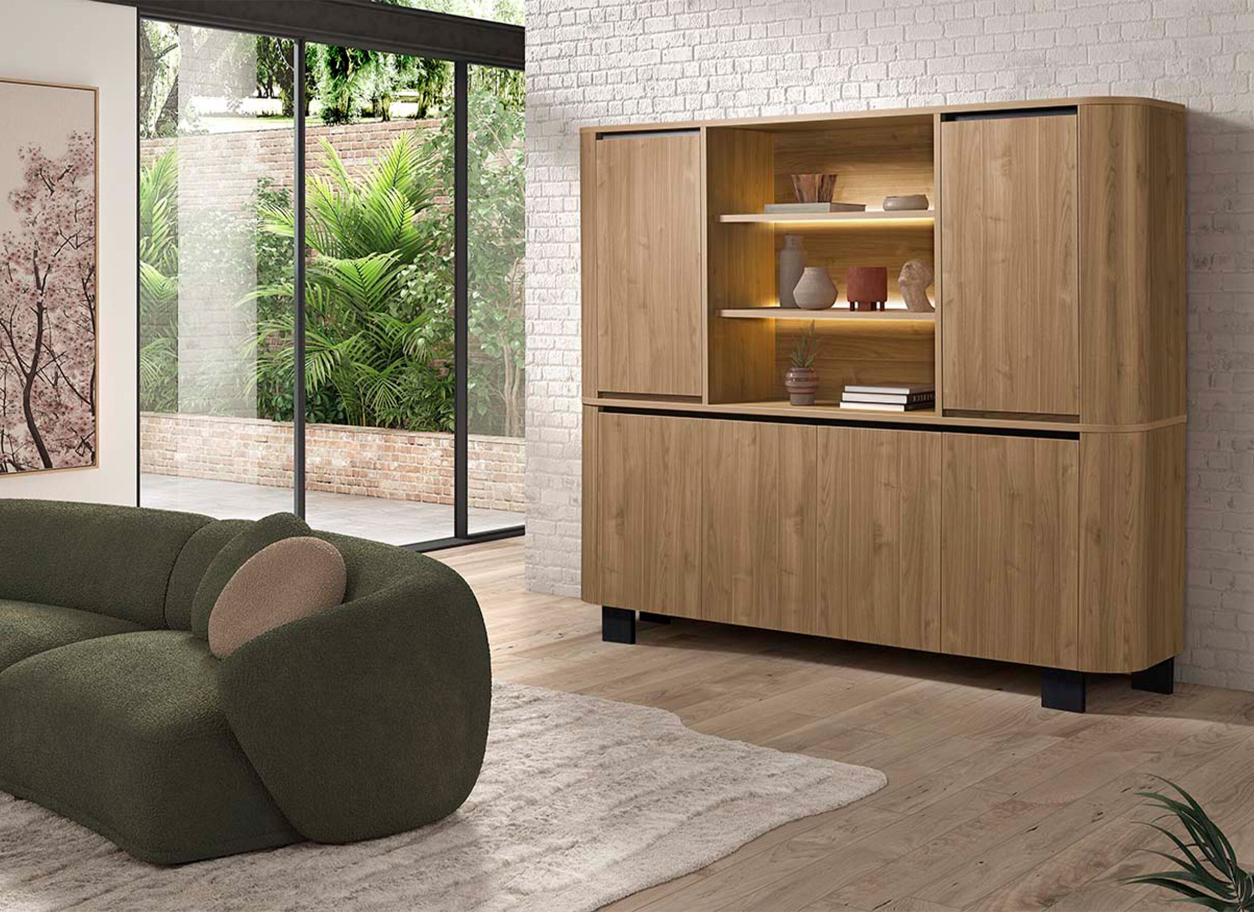 Foto ambiance - Surmeuble Valerio 235cm - décor - noyer clair