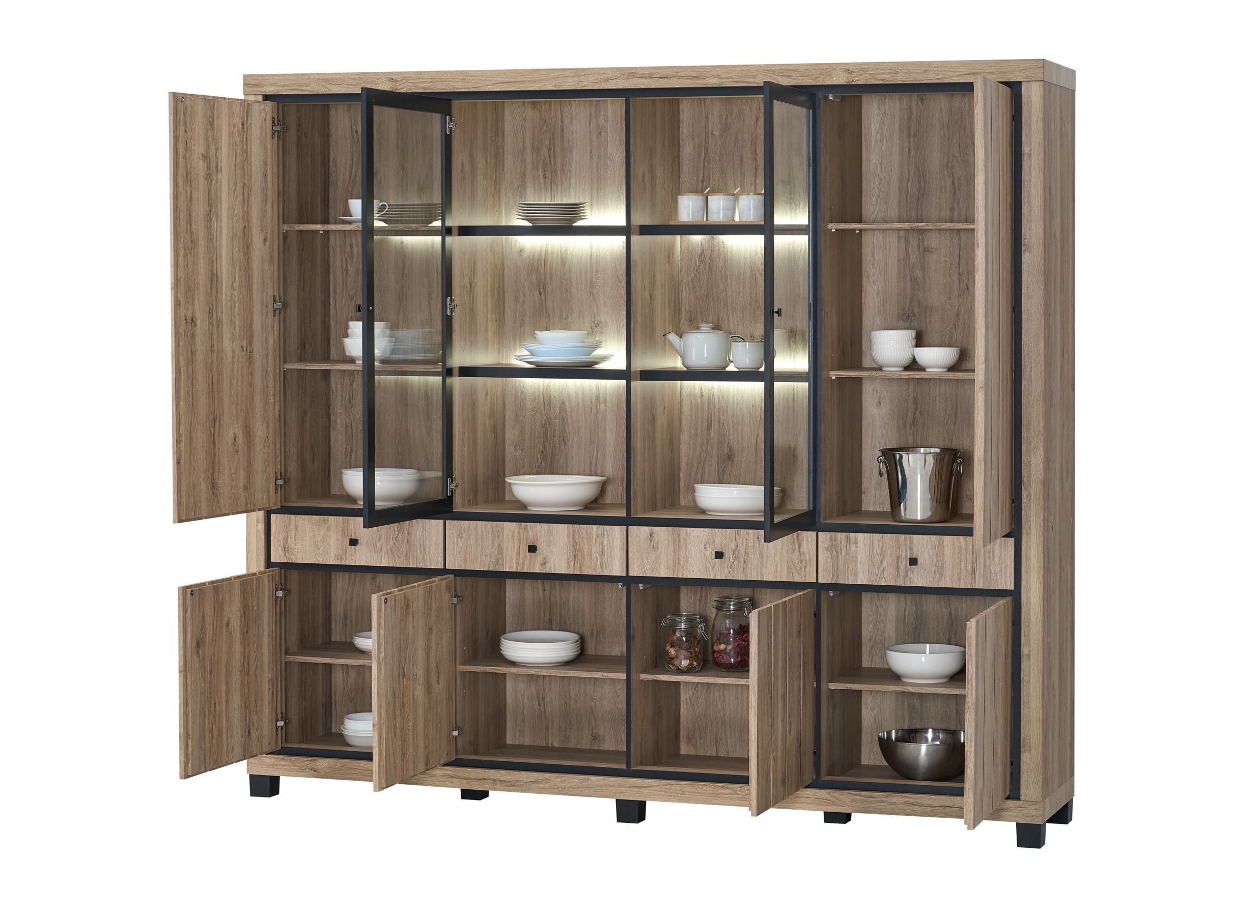 Indeling - Vitrinekast Eduard 241cm - decor - summer oak