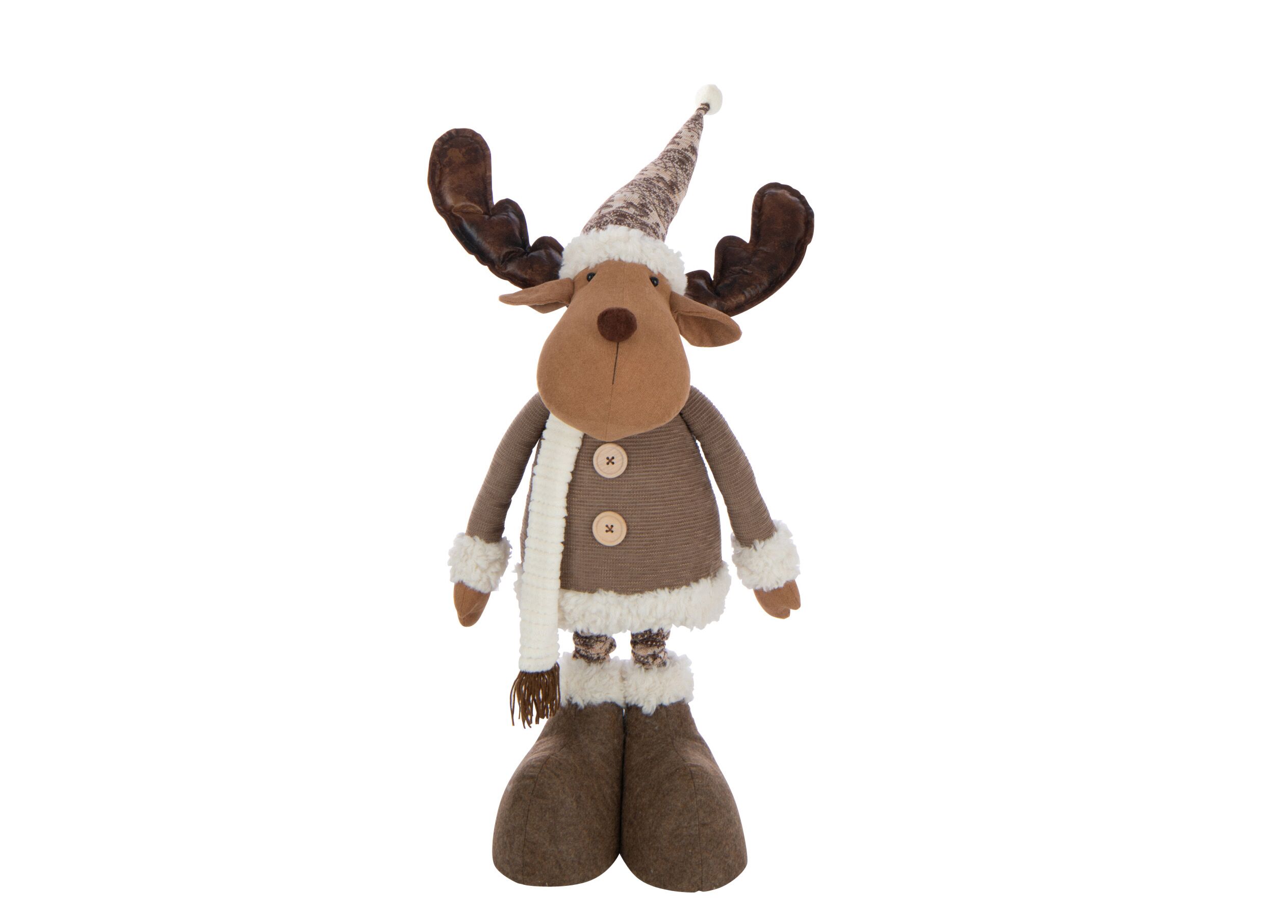 Overzichtsfoto - Kerstdecoratie Eland Telescopische Winterkleren 35x26x180cm - polyester - meerkleurig