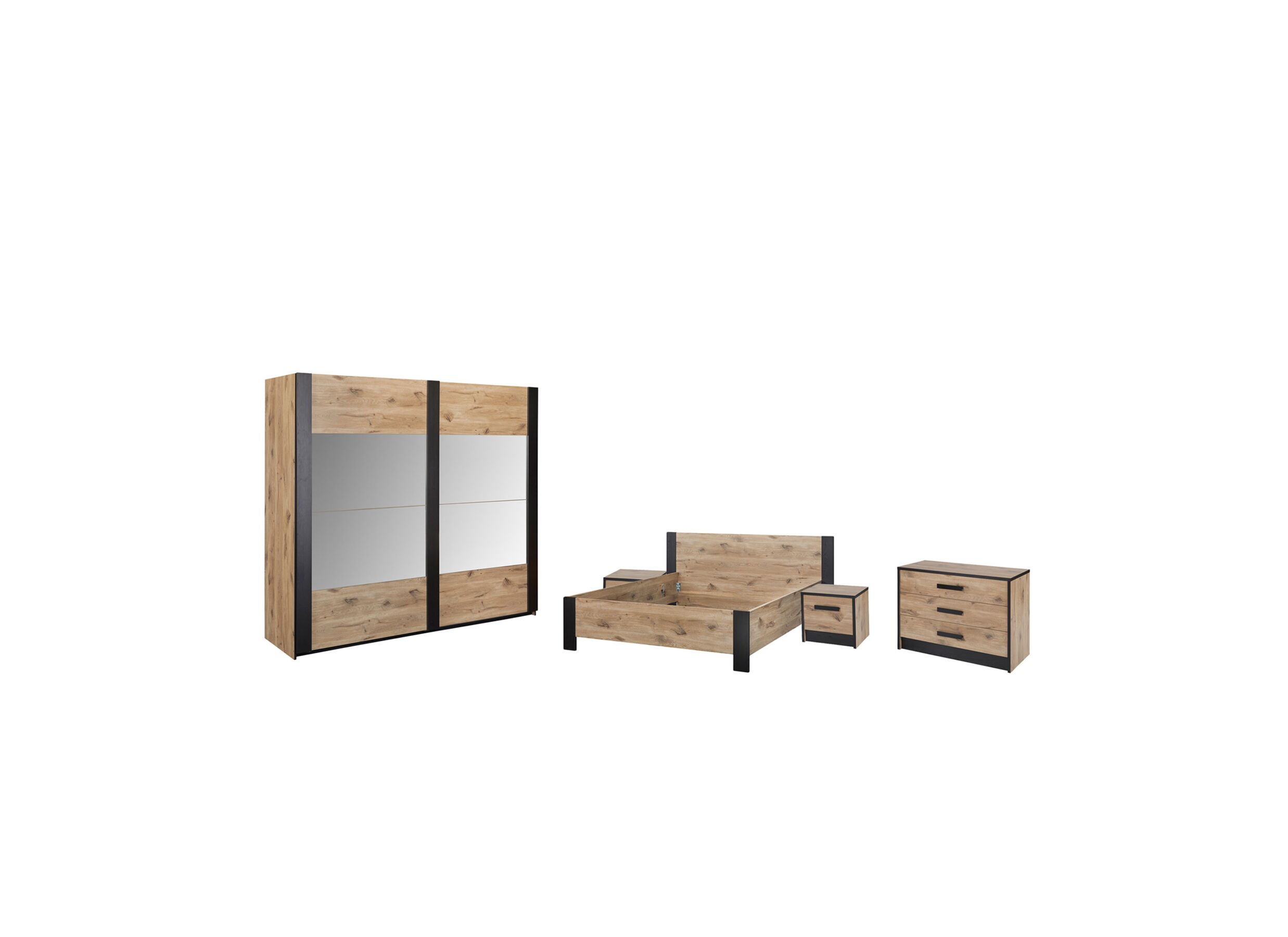 Slaapkamer Sofia met bed 180x200cm - kleerkast 246cm - Chambre à coucher Sofia avec lit 180x200cm - armoire 246cm