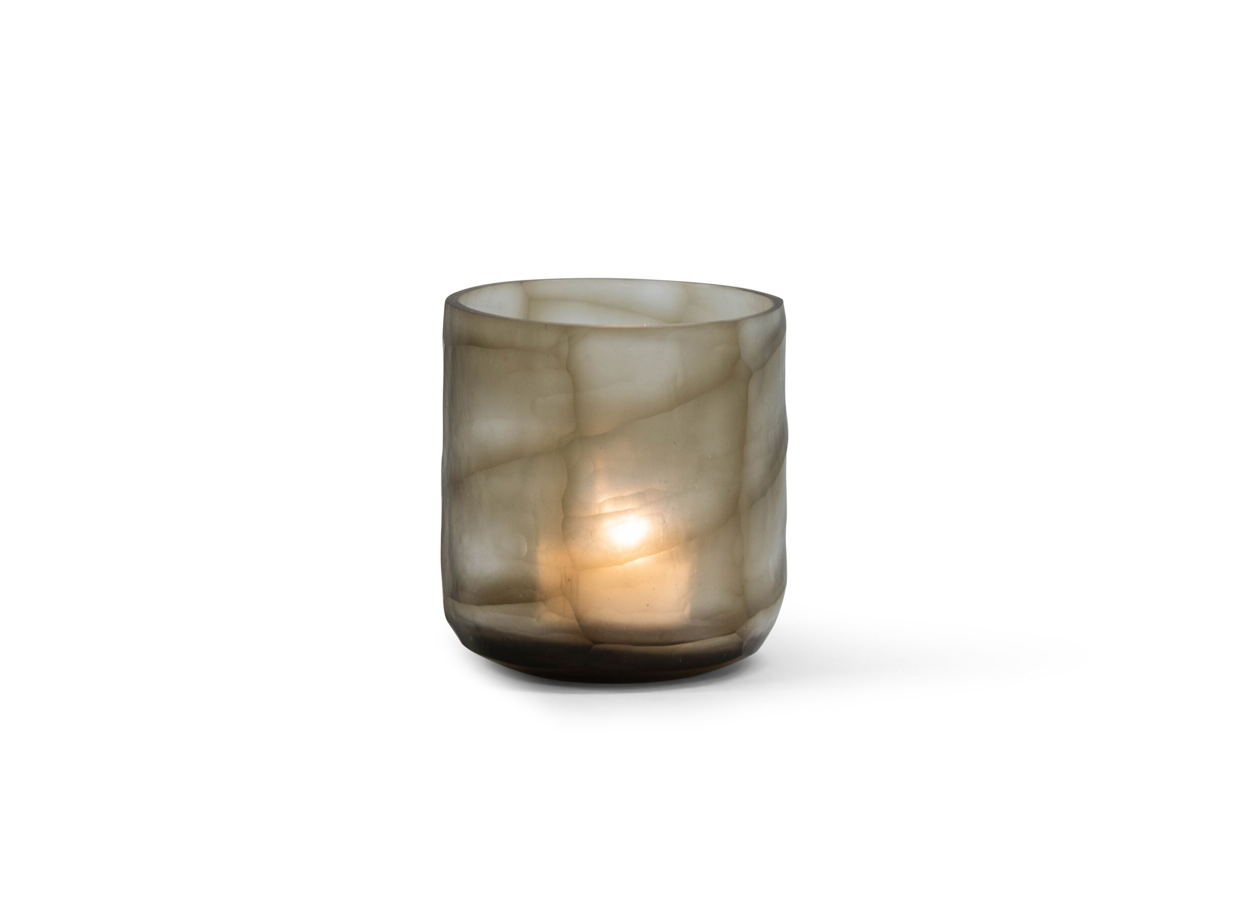 Theelichthouder Ø12x13cm - glas - smoke clear - Theelichthouder Ø12x13cm - glas - smoke clear