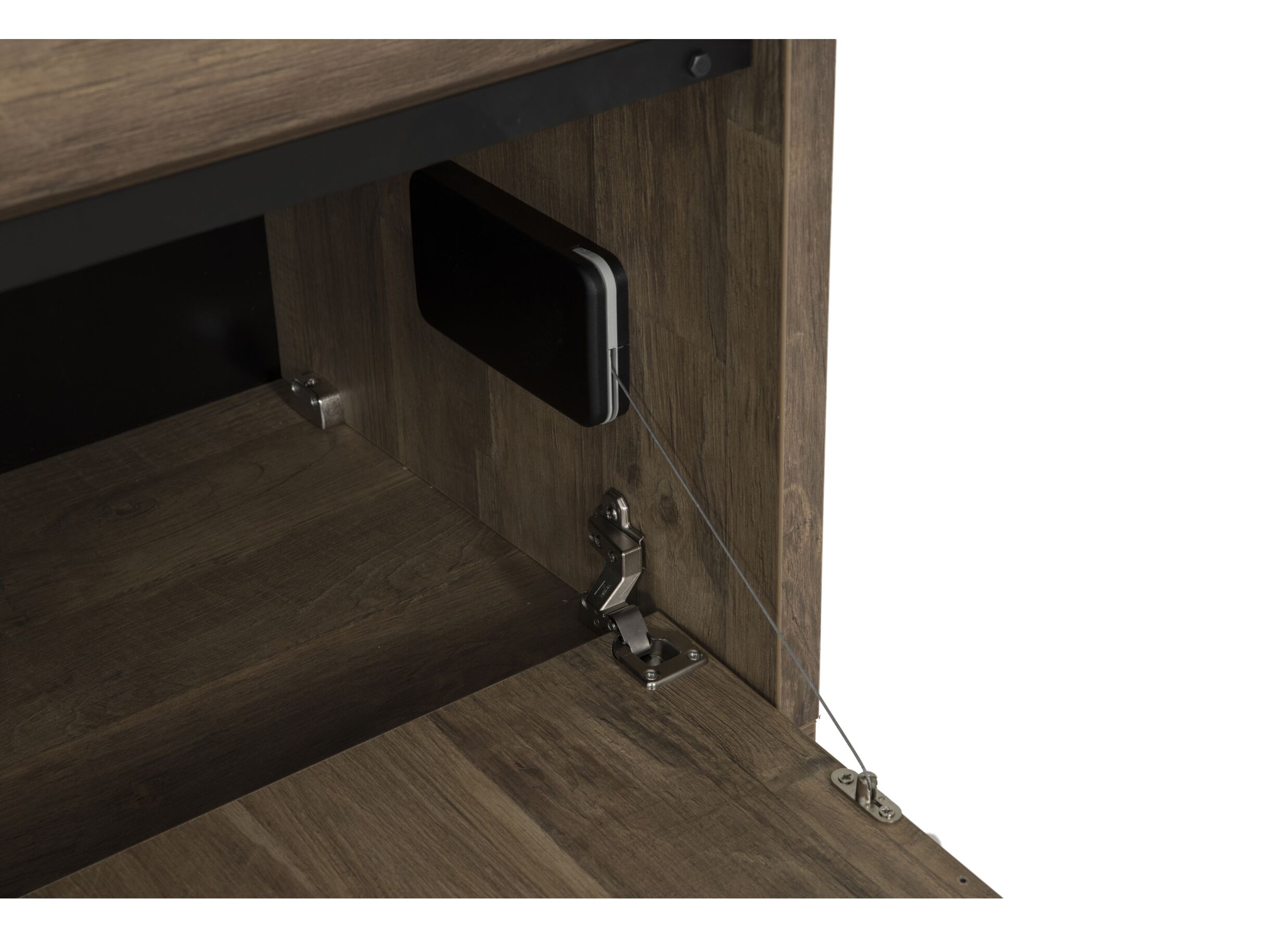 Detailfoto - Tv-meubel 179cm - meubelplaat - old teak & matt black