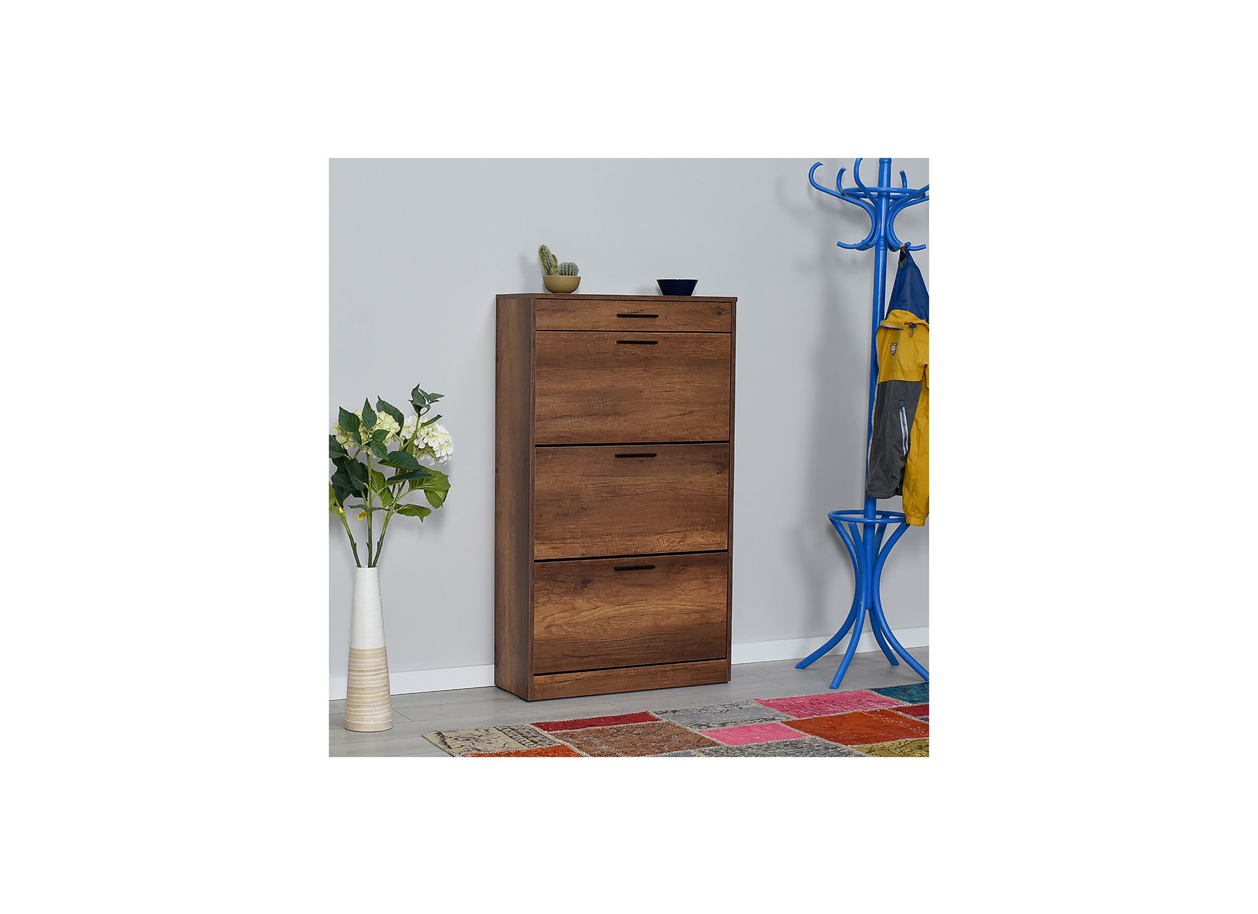 Schoenenkast Bagan 75x29x128cm - melamine - walnoot bruin