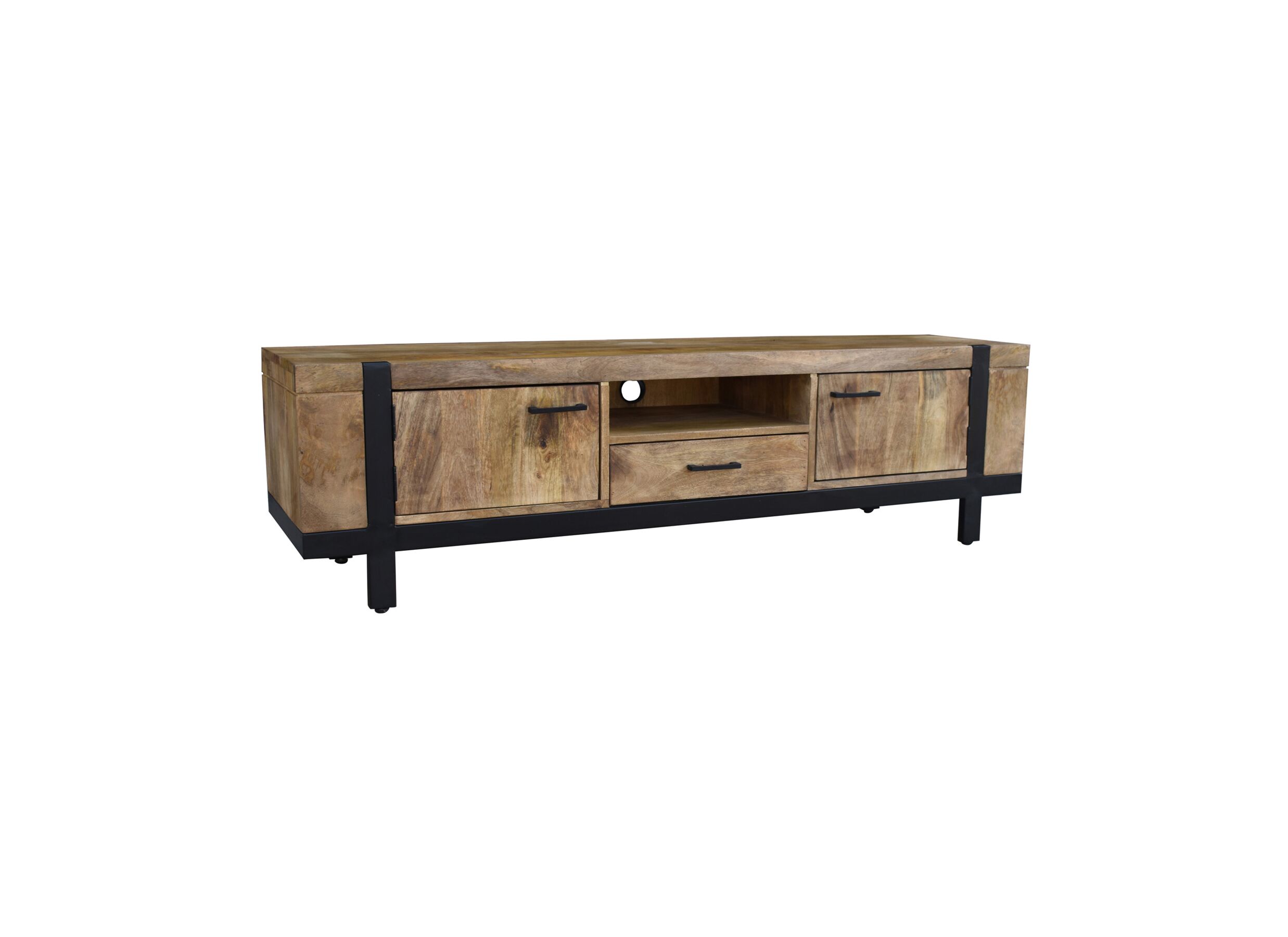 Meuble TV industriel Chaparral bois massif métal 170cm - Meuble TV Chaparral 170cm - manguier massif - naturel