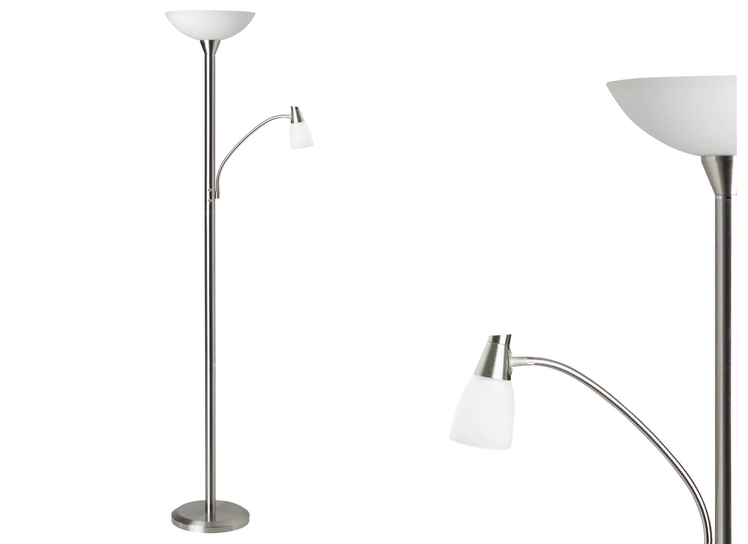 Staande lamp met leeslamp Lucy LED H180cm E27 E14 metaal mat chroom