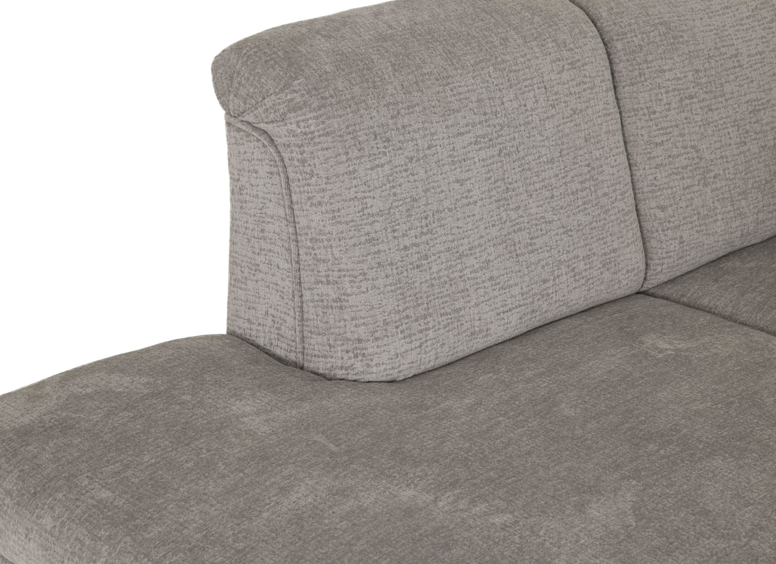 Detail - Canapé d'angle Caro 272x197cm - tissu - gris avec fonction lit et rangement