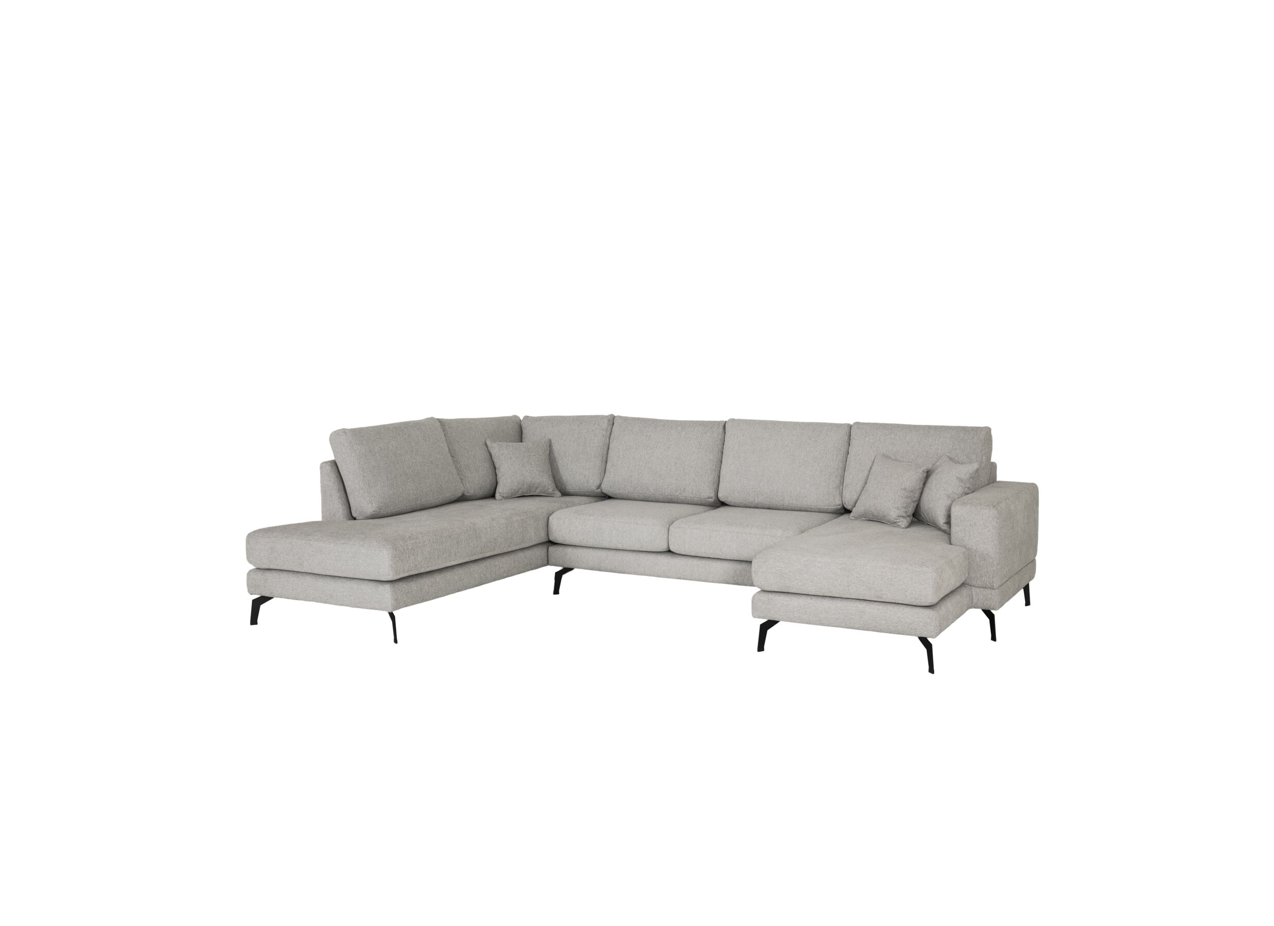 Plus Important - Canapé d'angle Davos 341x220cm - tissu - gris