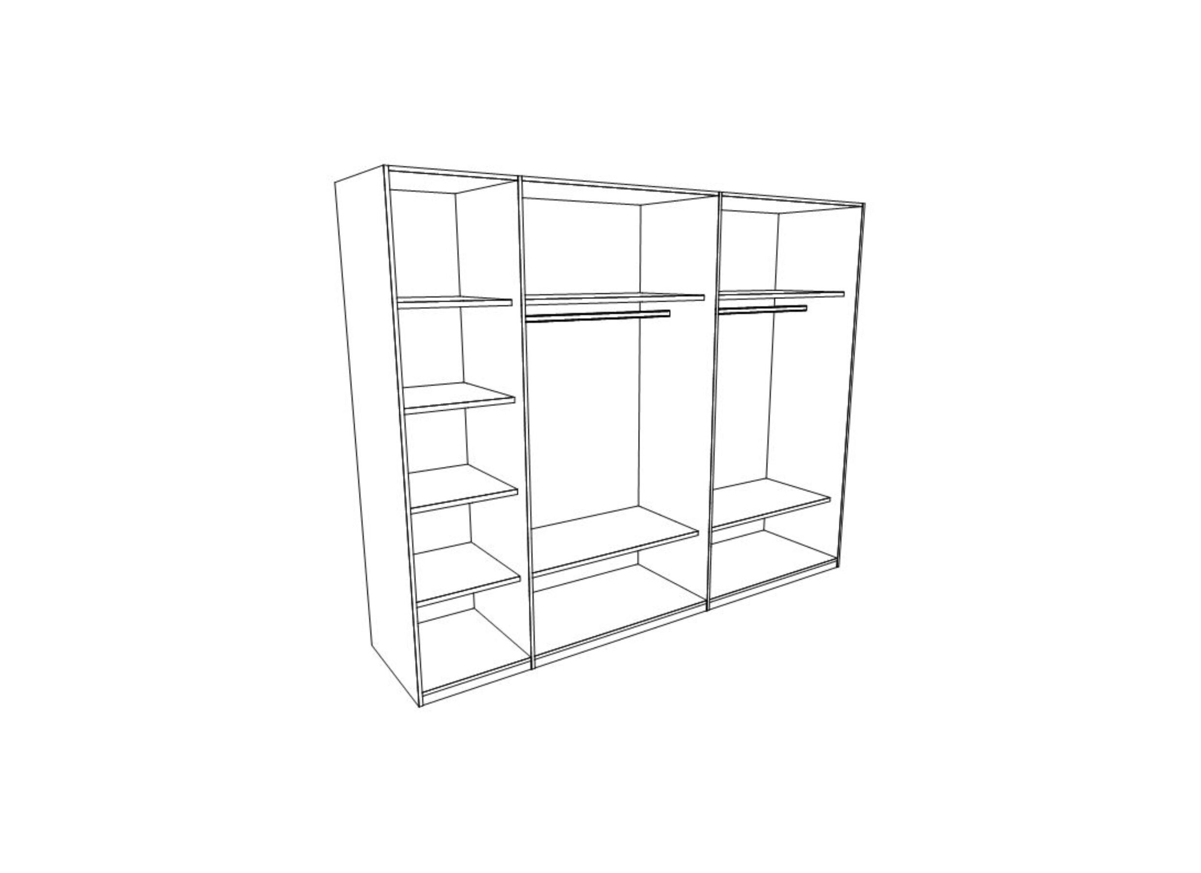 Schuifdeurkast Helga1 250cm - decor - moonlight eik
