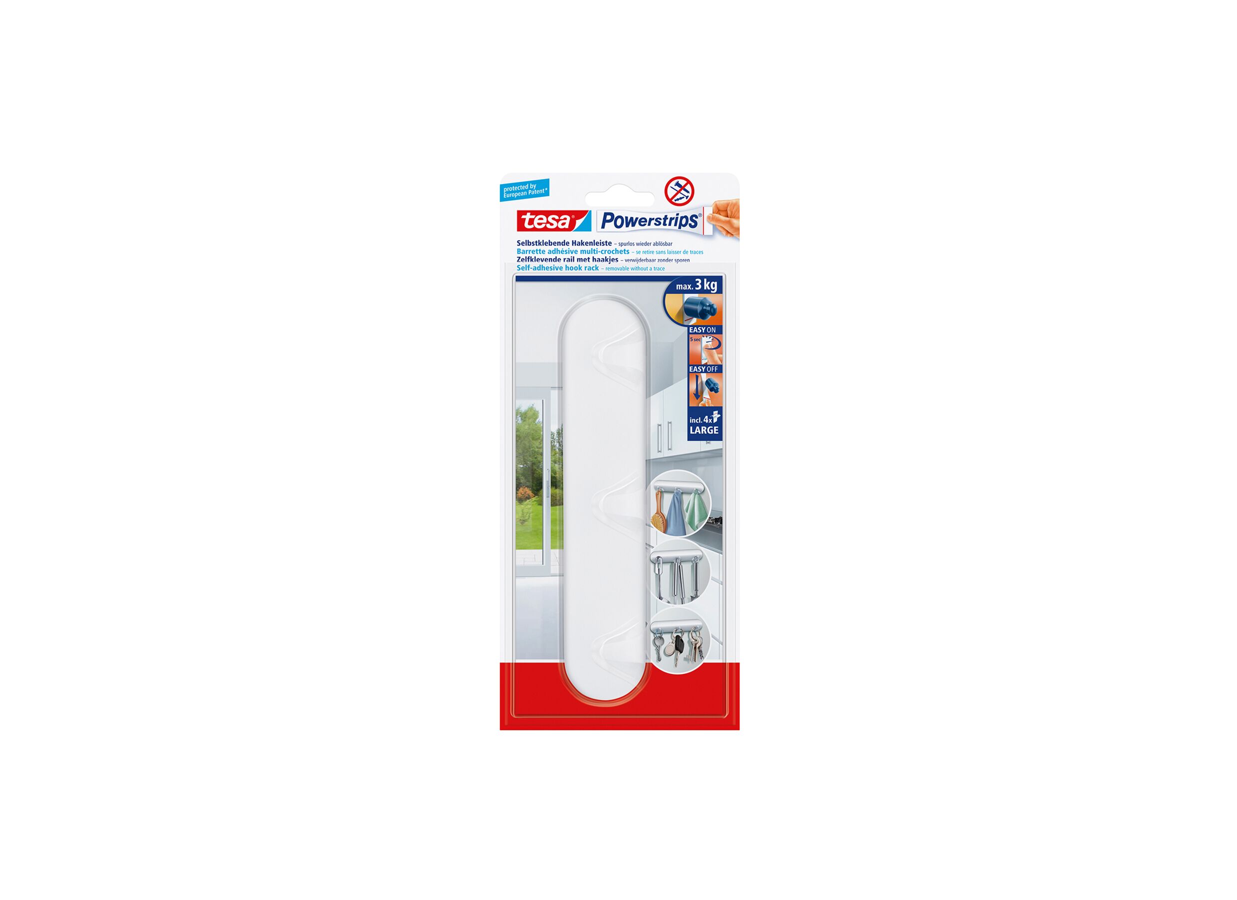 Zelfklevende wandhaak tesa 3kg wit