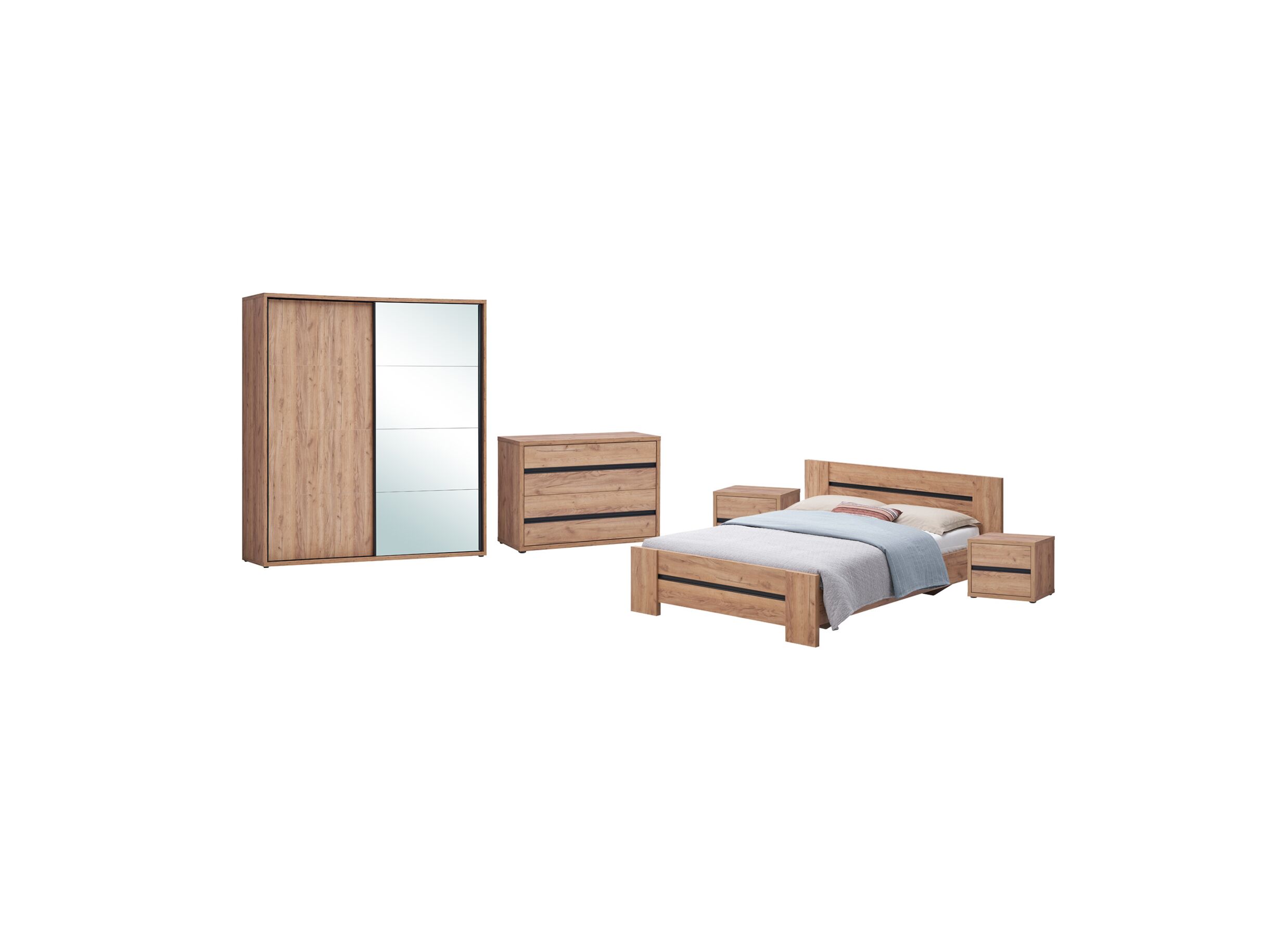 Slaapkamer Erwin met bed 140x200cm - kleerkast 200cm